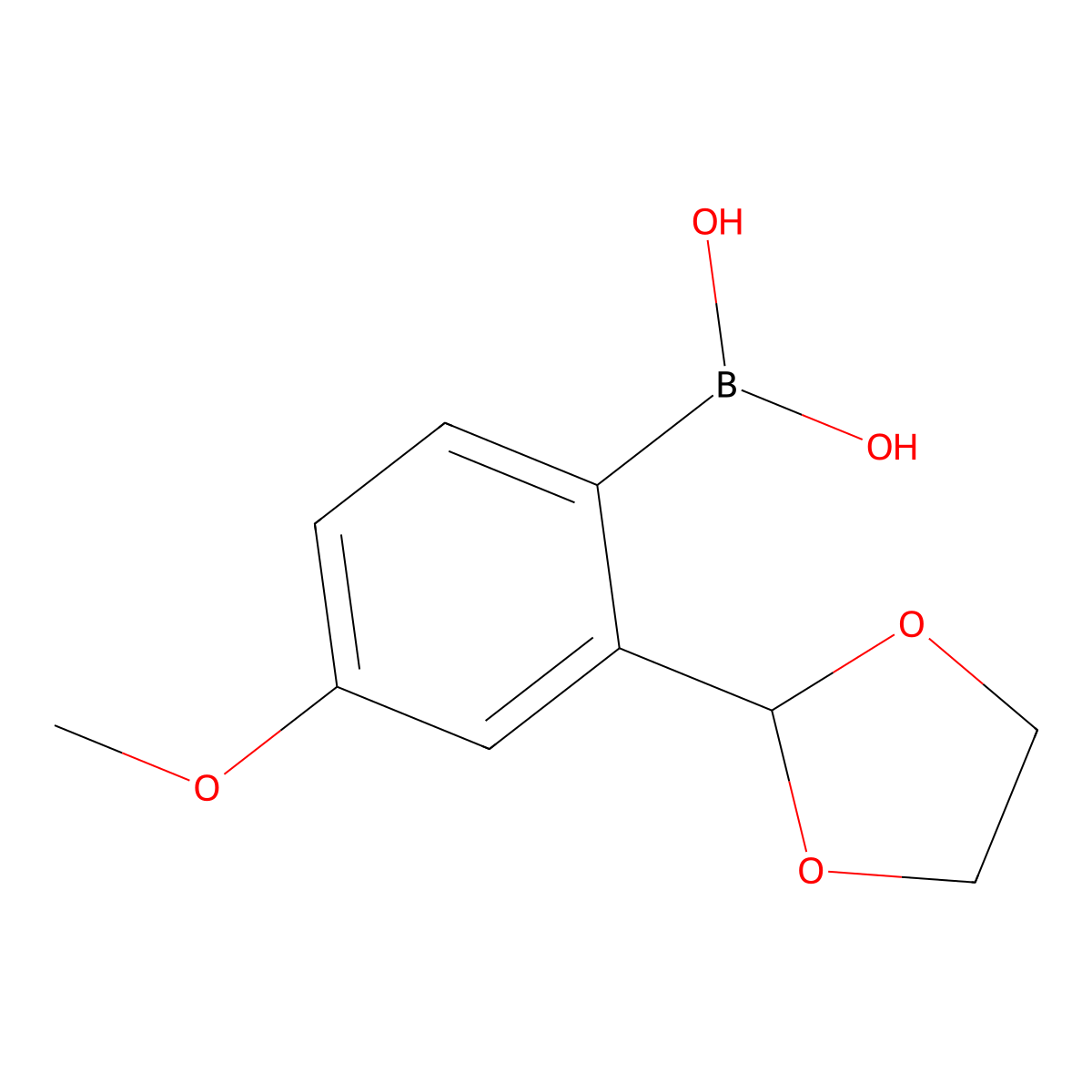 (2-(1,3-Dioxolan-2-yl)-4-methoxyphenyl)boronic acid molecular structure, CAS 1704069-40-8