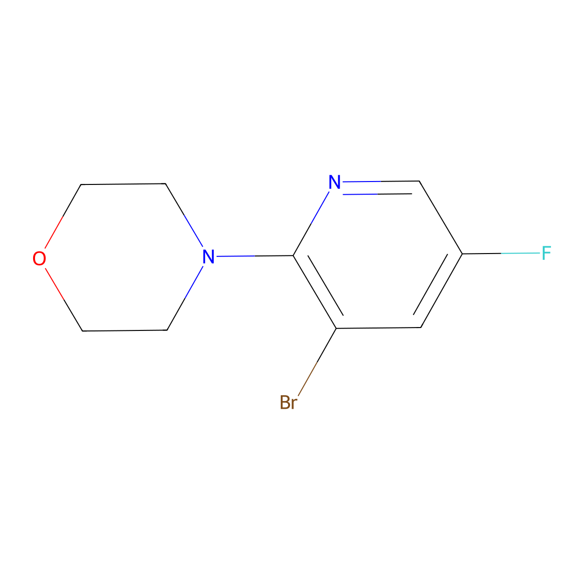 4-(3-Bromo-5-fluoropyridin-2-yl)morpholine molecular structure, CAS 1704069-41-9