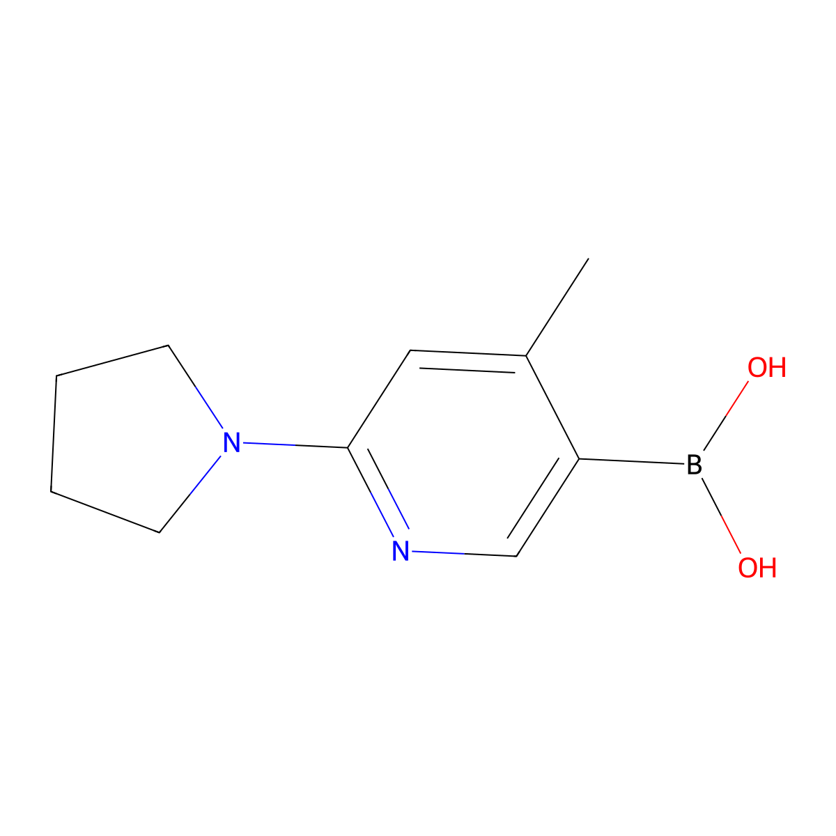 (4-Methyl-6-(pyrrolidin-1-yl)pyridin-3-yl)boronic acid molecular structure, CAS 1704069-45-3