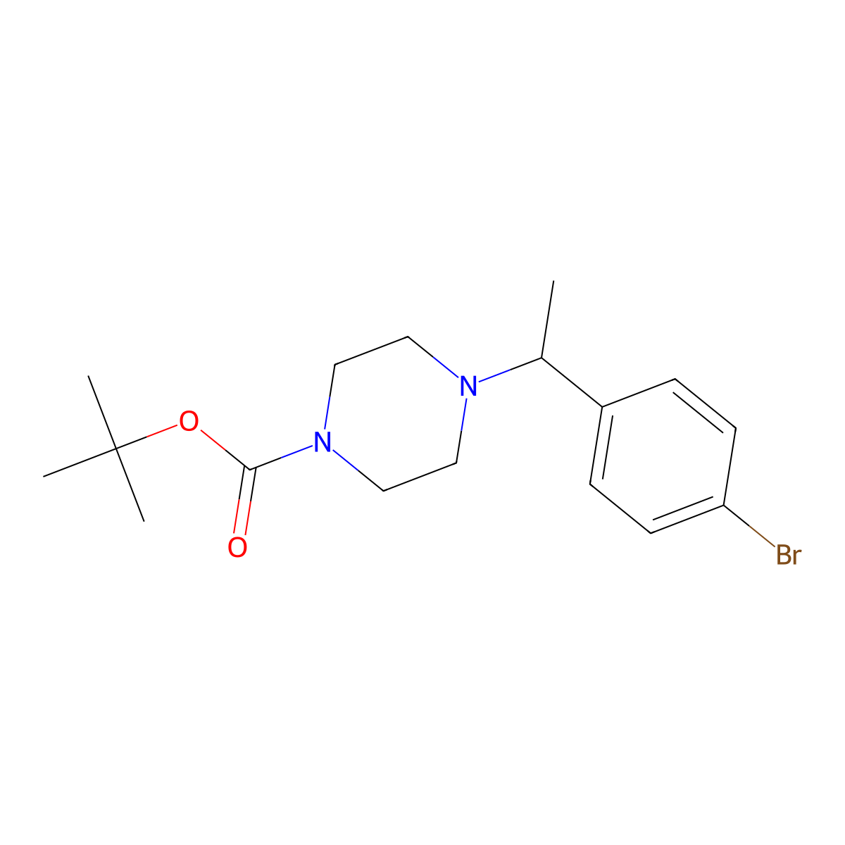 Tert-butyl 4-(1-(4-bromophenyl)ethyl)piperazine-1-carboxylate molecular structure, CAS 1704069-46-4