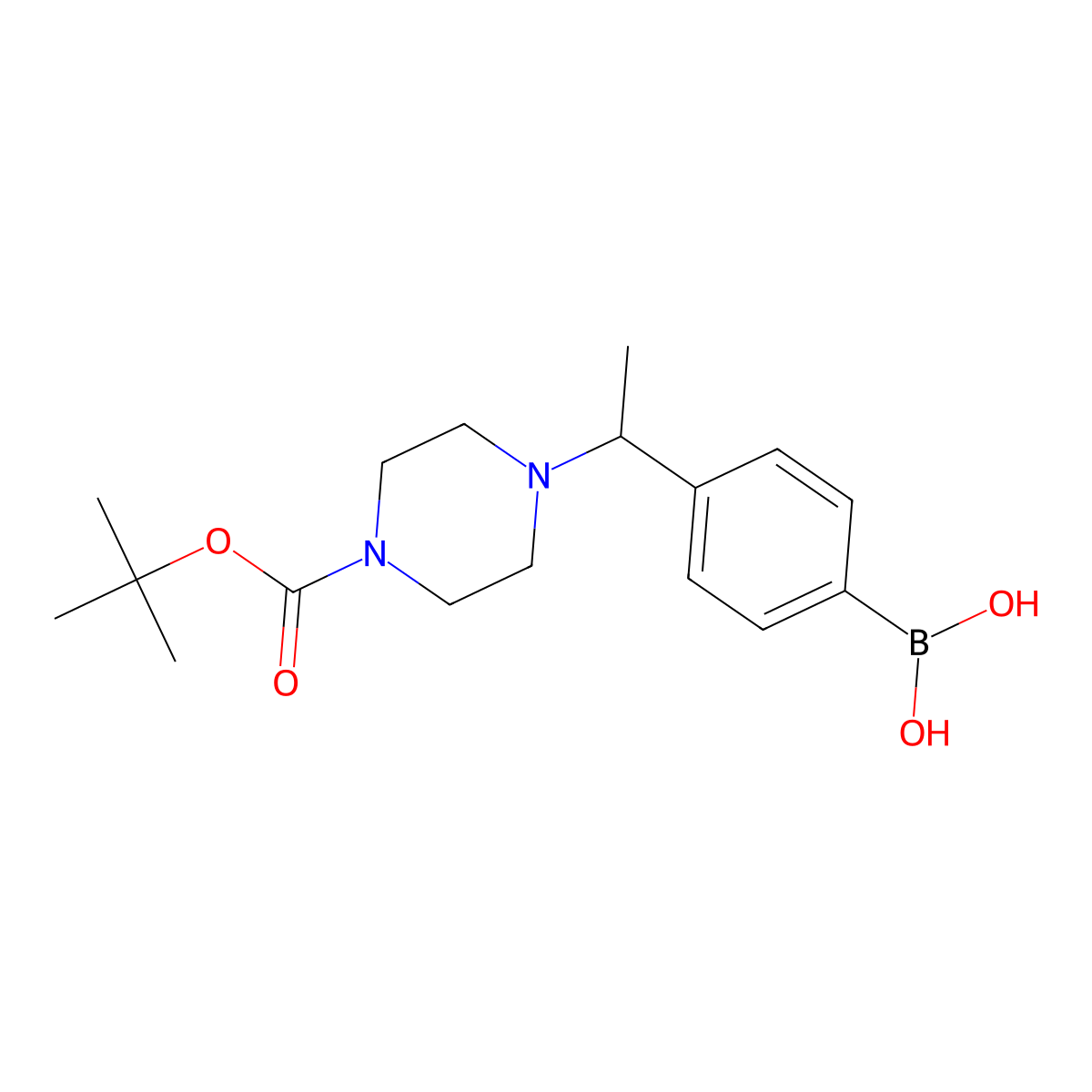 (4-(1-(4-(Tert-butoxycarbonyl)piperazin-1-yl)ethyl)phenyl)boronic acid molecular structure, CAS 1704069-47-5