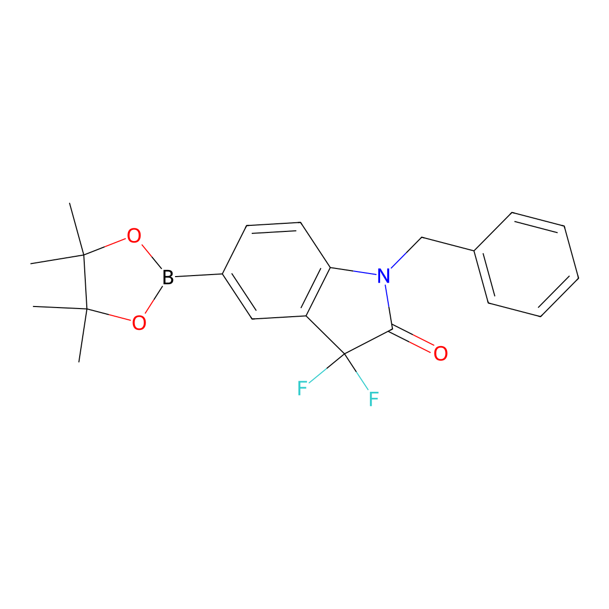 1-Benzyl-3,3-difluoro-5-(4,4,5,5-tetramethyl-1,3,2-dioxaborolan-2-yl)indolin-2-one molecular structure, CAS 1704069-51-1