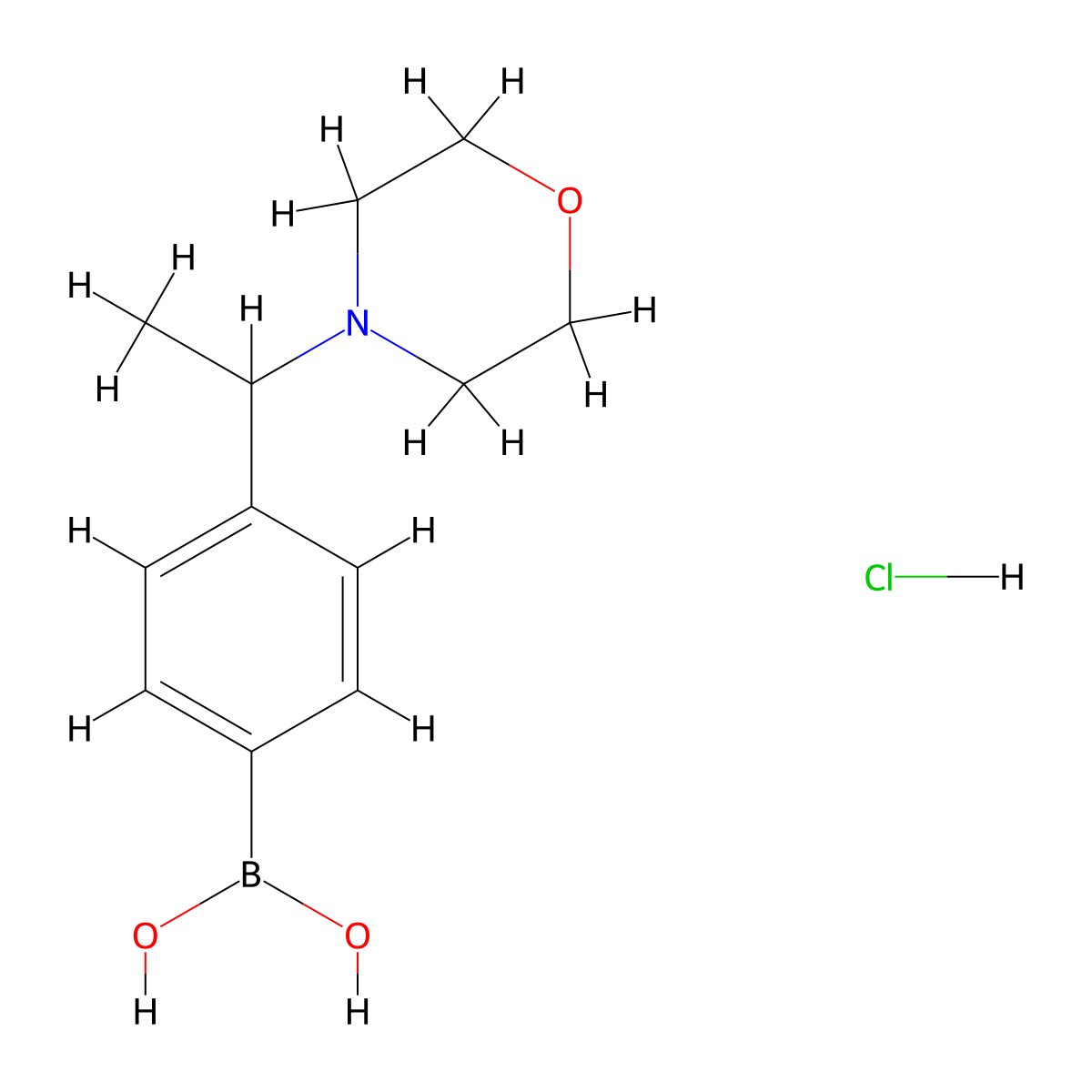 (4-(1-Morpholinoethyl)phenyl)boronic acid hydrochloride molecular structure, CAS 1704069-64-6