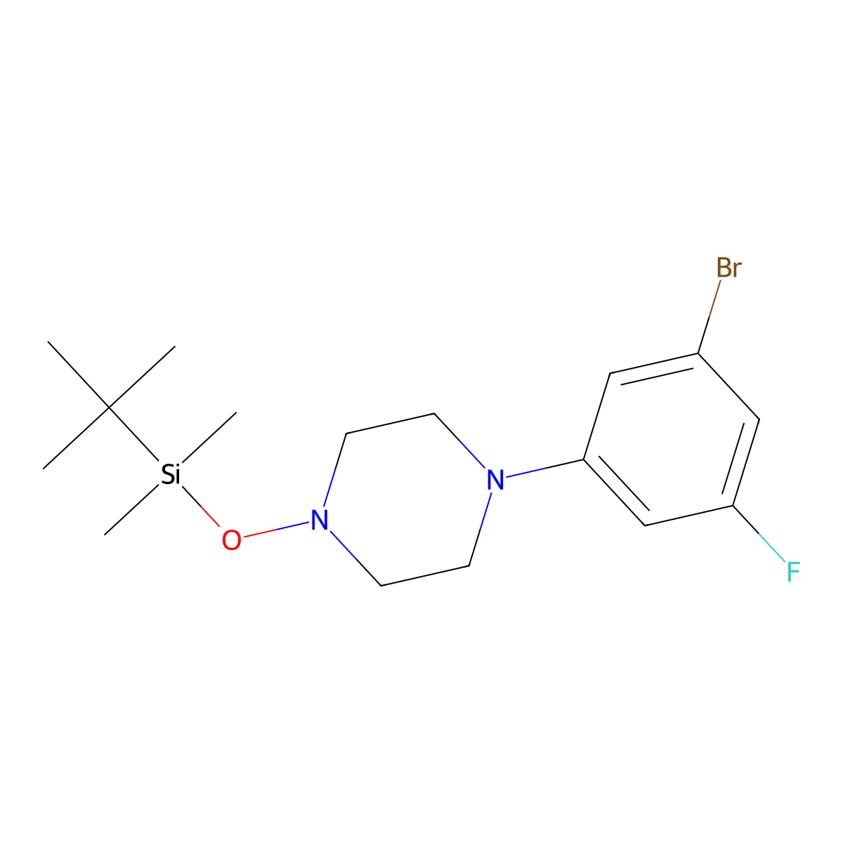 1-(3-Bromo-5-fluorophenyl)-4-((tert-butyldimethylsilyl)oxy)piperazine molecular structure, CAS 1704069-66-8