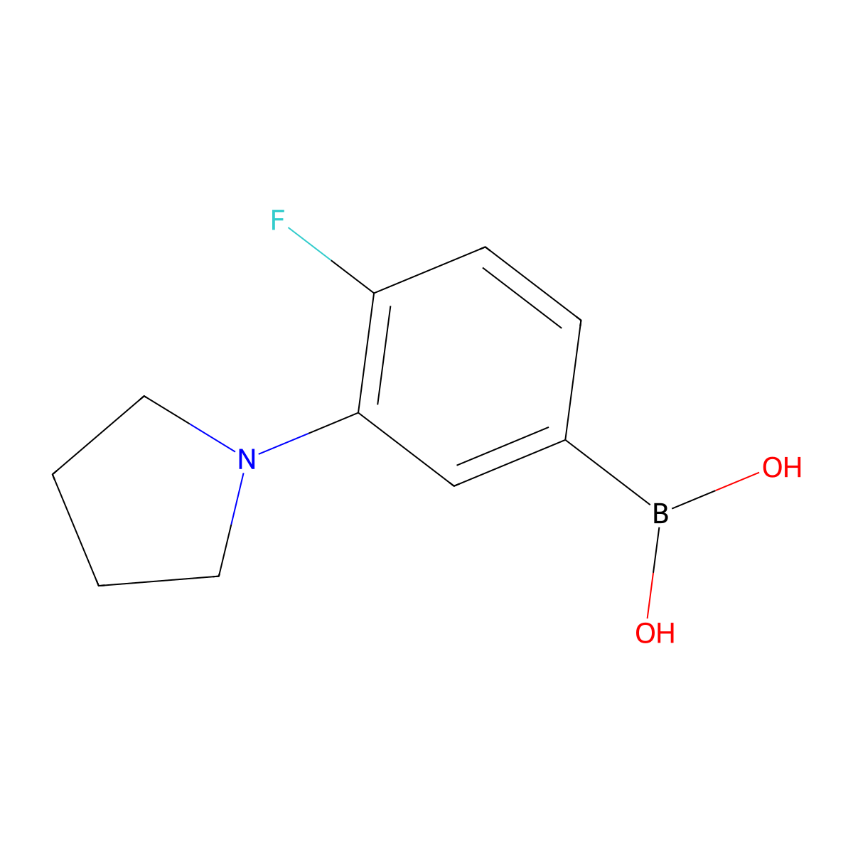 (4-Fluoro-3-(pyrrolidin-1-yl)phenyl)boronic acid molecular structure, CAS 1704073-15-3