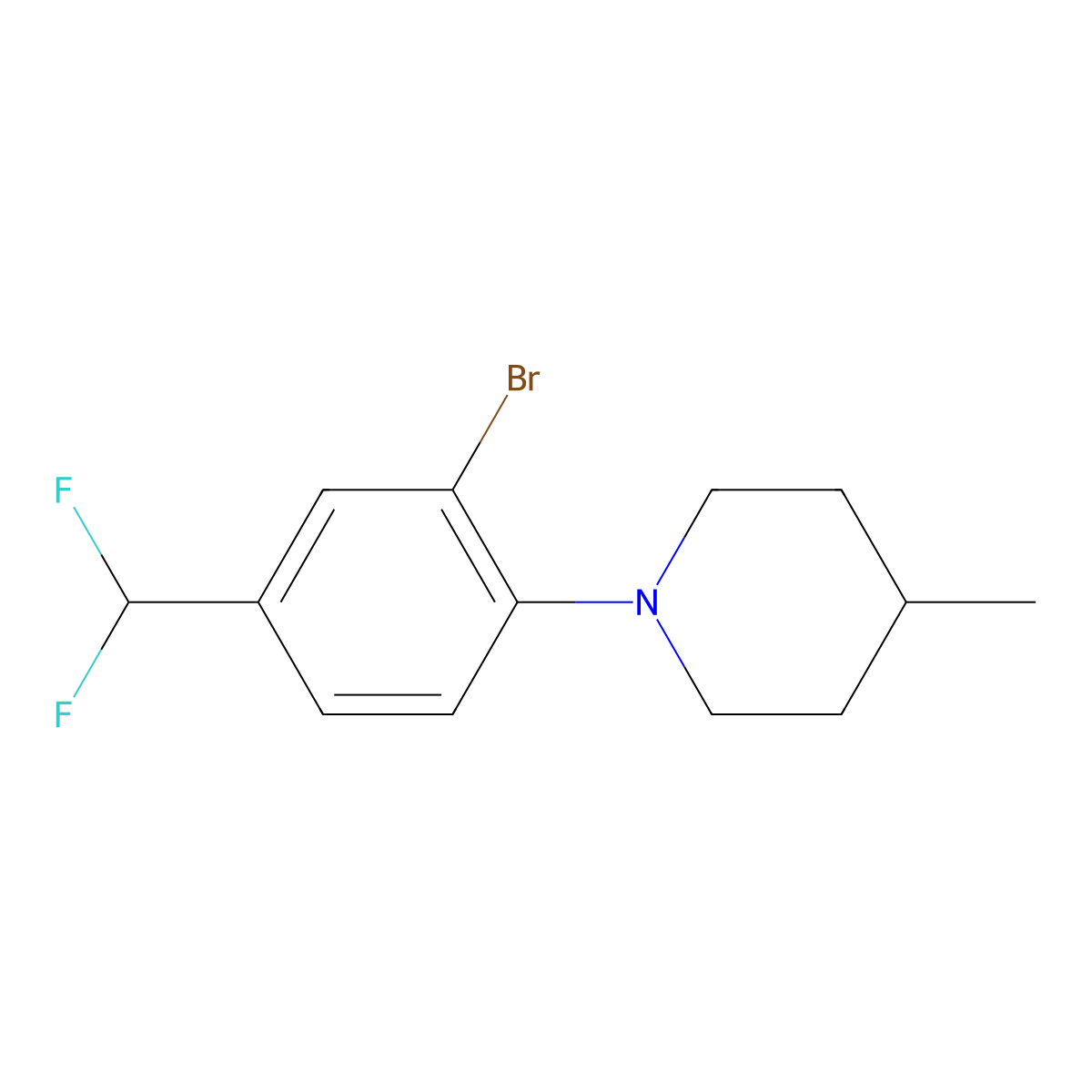 1-(2-Bromo-4-(difluoromethyl)phenyl)-4-methylpiperidine molecular structure, CAS 1704073-17-5