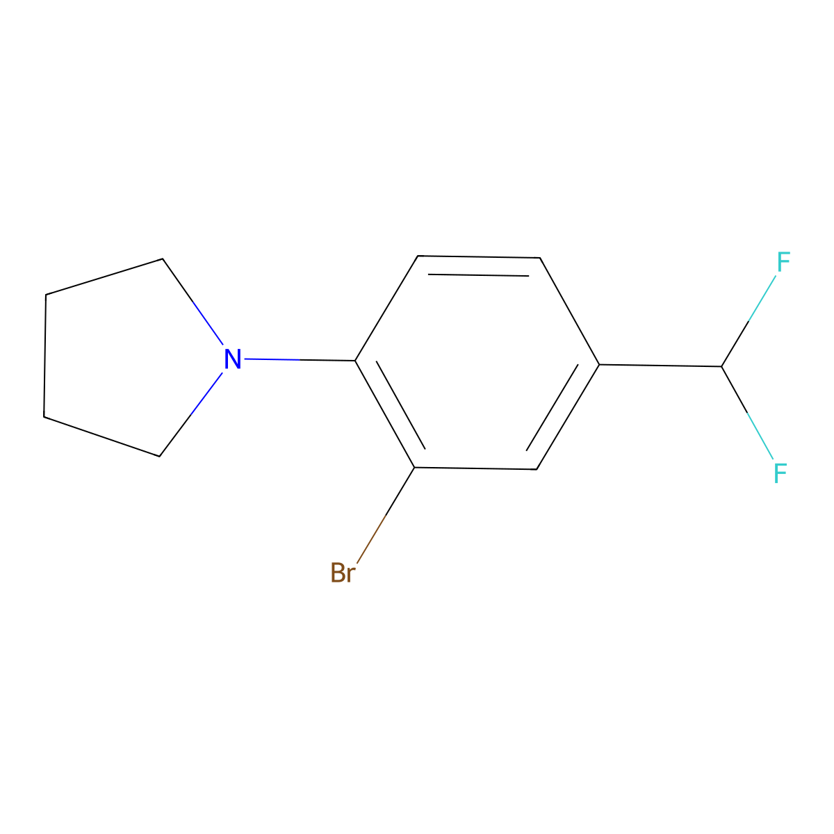 1-(2-Bromo-4-(difluoromethyl)phenyl)pyrrolidine molecular structure, CAS 1704073-19-7