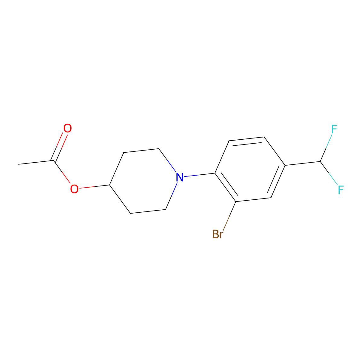 1-(2-Bromo-4-(difluoromethyl)phenyl)piperidin-4-yl acetate molecular structure, CAS 1704073-25-5