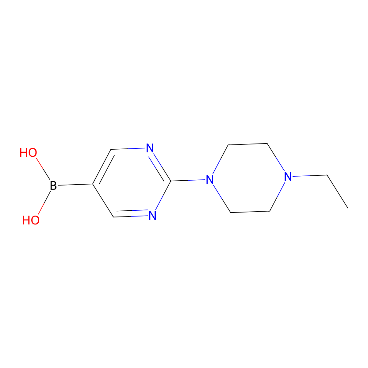 (2-(4-Ethylpiperazin-1-yl)pyrimidin-5-yl)boronic acid molecular structure, CAS 1704073-31-3