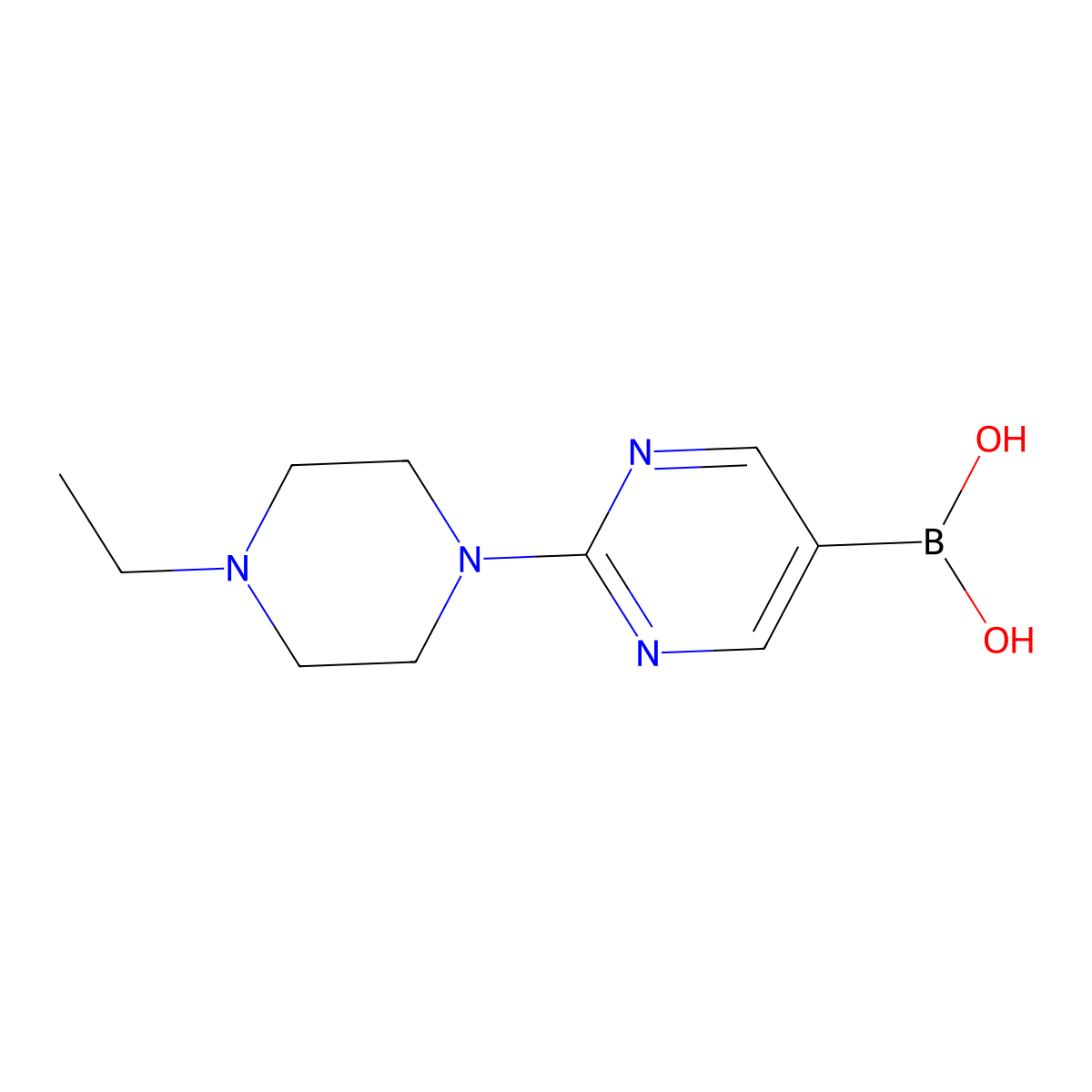 (2-(4-Ethylpiperazin-1-yl)pyrimidin-5-yl)boronic acid molecular structure, CAS 1704073-31-3