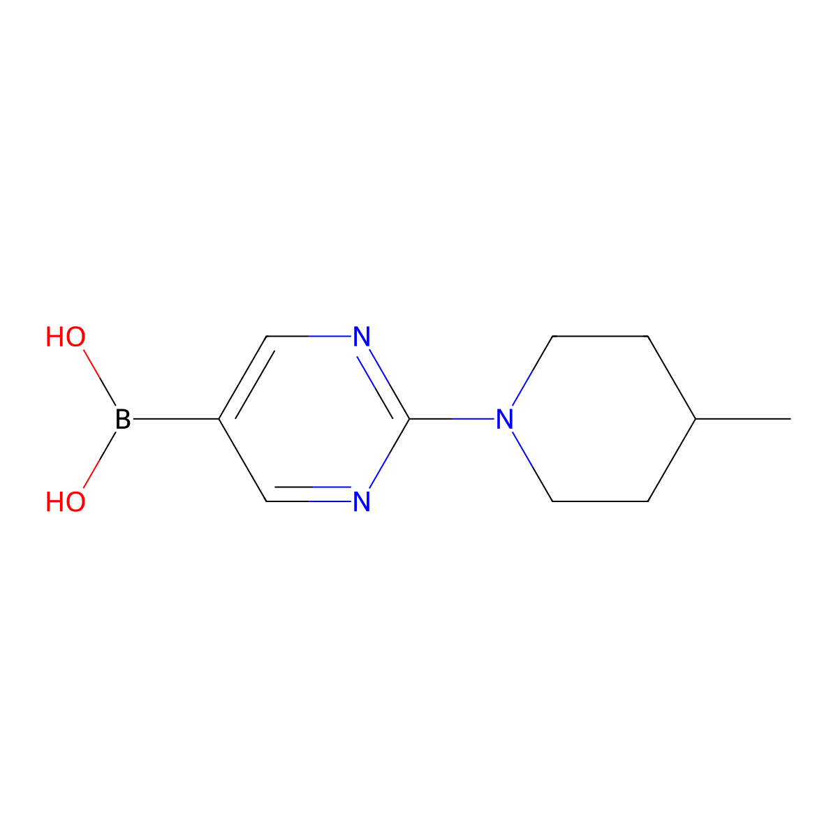 (2-(4-Methylpiperidin-1-yl)pyrimidin-5-yl)boronic acid molecular structure, CAS 1704073-33-5