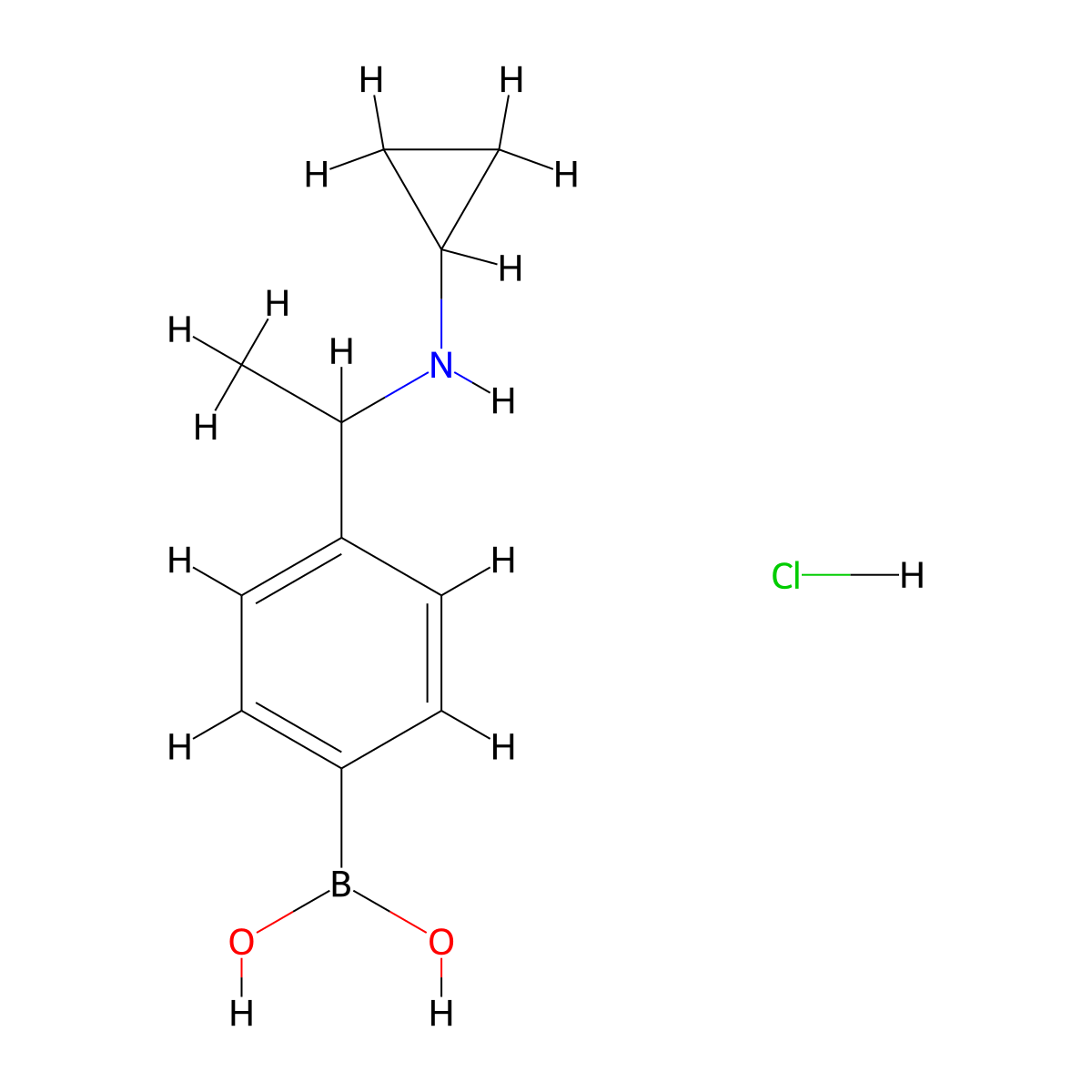 (4-(1-(Cyclopropylamino)ethyl)phenyl)boronic acid hydrochloride molecular structure, CAS 1704073-39-1