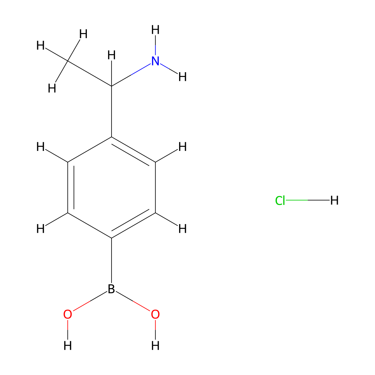 (4-(1-Aminoethyl)phenyl)boronic acid hydrochloride molecular structure, CAS 1704073-43-7