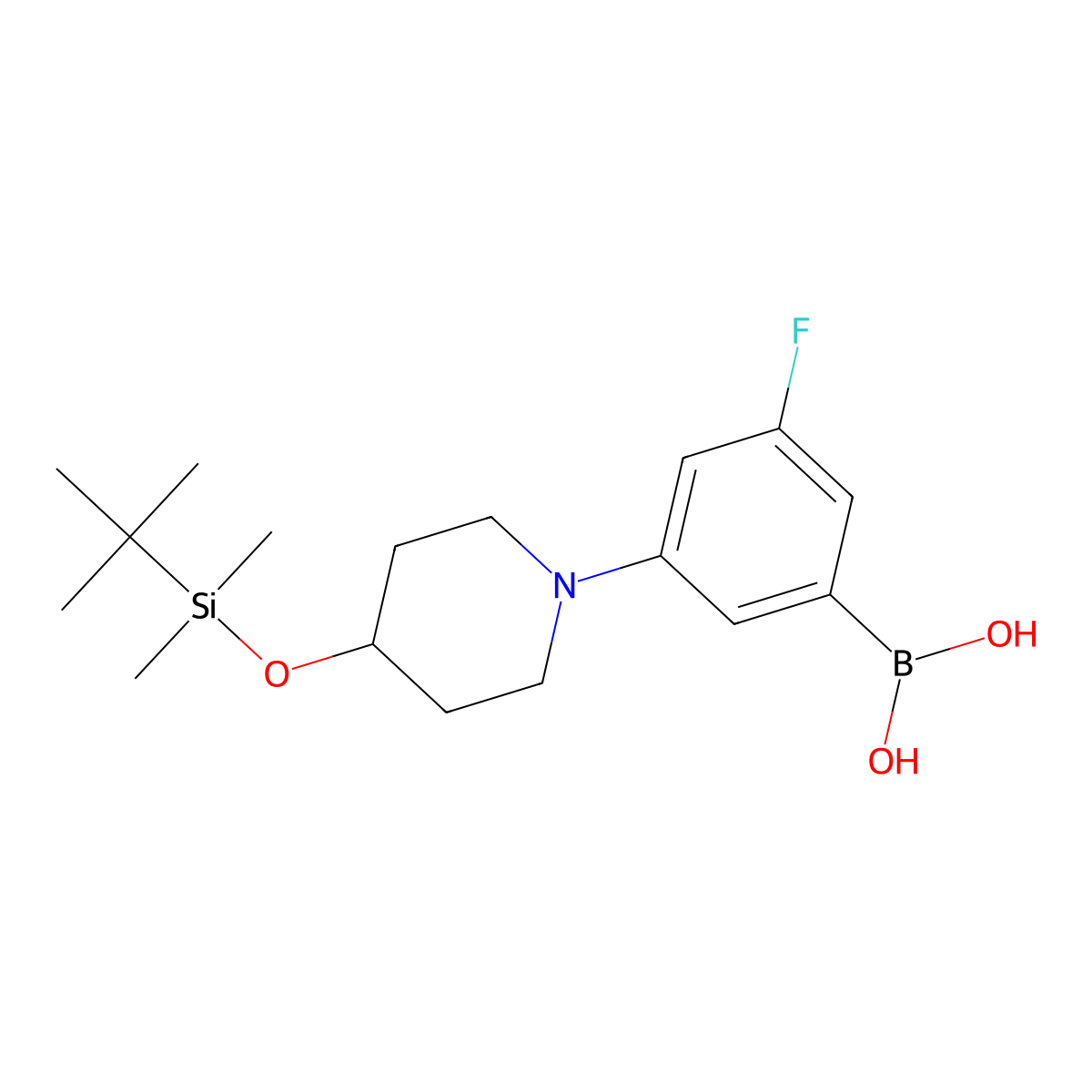 (3-(4-((Tert-butyldimethylsilyl)oxy)piperidin-1-yl)-5-fluorophenyl)boronic acid molecular structure, CAS 1704073-45-9