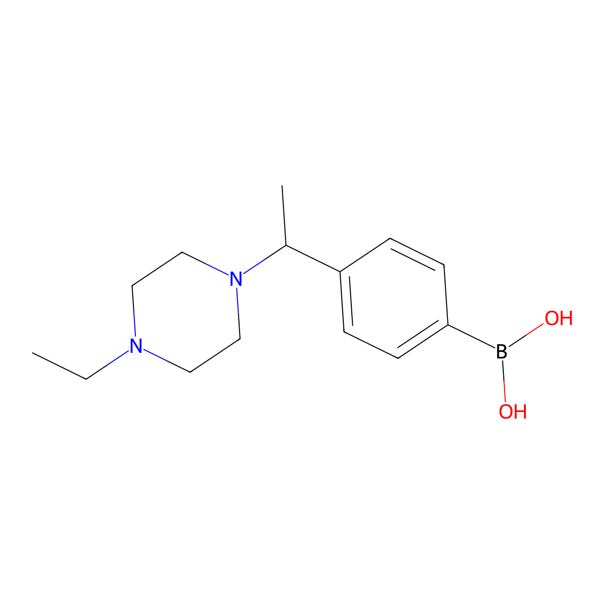 (4-(1-(4-Ethylpiperazin-1-yl)ethyl)phenyl)boronic acid molecular structure, CAS 1704073-57-3
