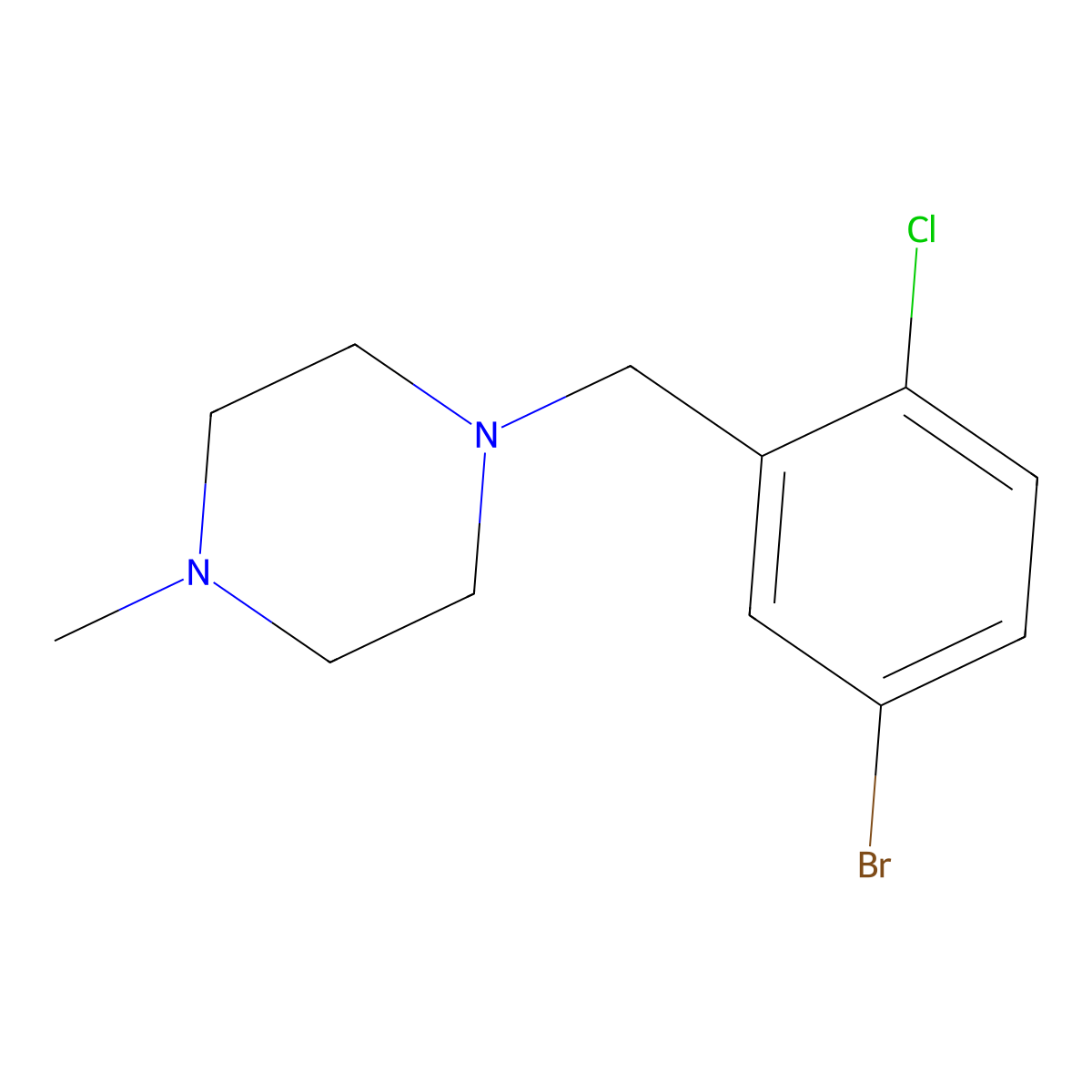 1-(5-Bromo-2-chlorobenzyl)-4-methylpiperazine molecular structure, CAS 1704073-59-5