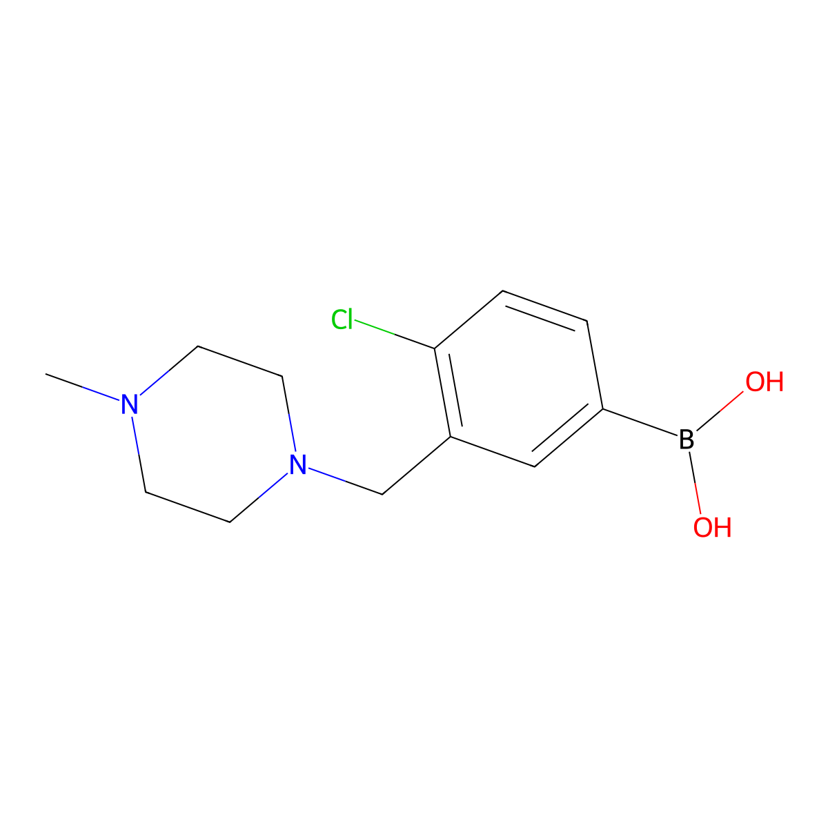 (4-Chloro-3-((4-methylpiperazin-1-yl)methyl)phenyl)boronic acid molecular structure, CAS 1704073-61-9