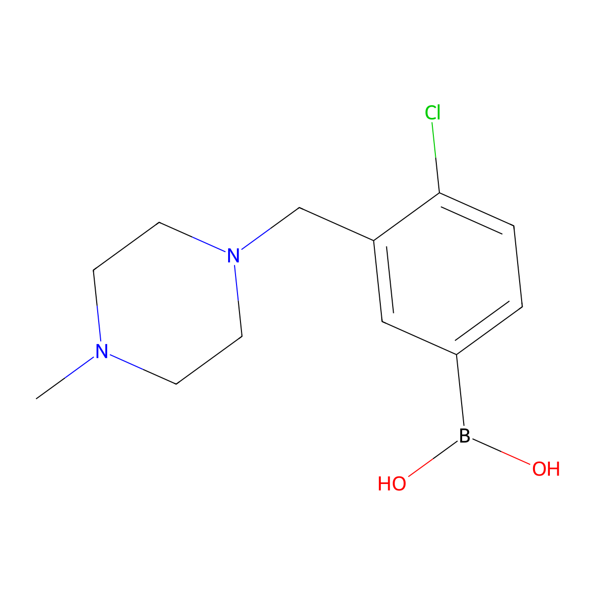 (4-Chloro-3-((4-methylpiperazin-1-yl)methyl)phenyl)boronic acid molecular structure, CAS 1704073-61-9