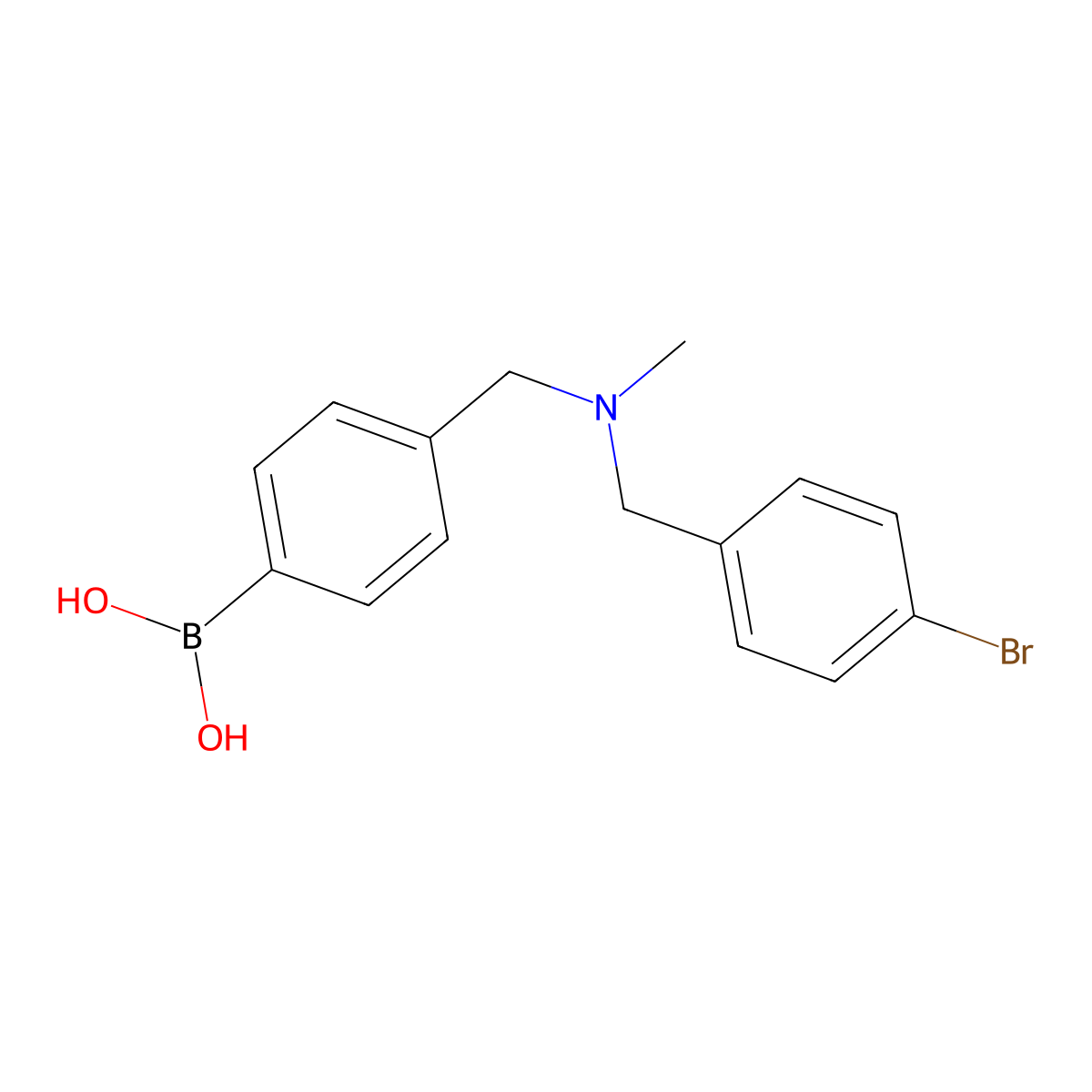 (4-(((4-Bromobenzyl)(methyl)amino)methyl)phenyl)boronic acid molecular structure, CAS 1704073-73-3