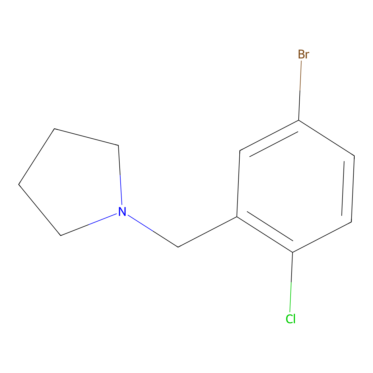 1-(5-Bromo-2-chlorobenzyl)pyrrolidine molecular structure, CAS 1704073-77-7