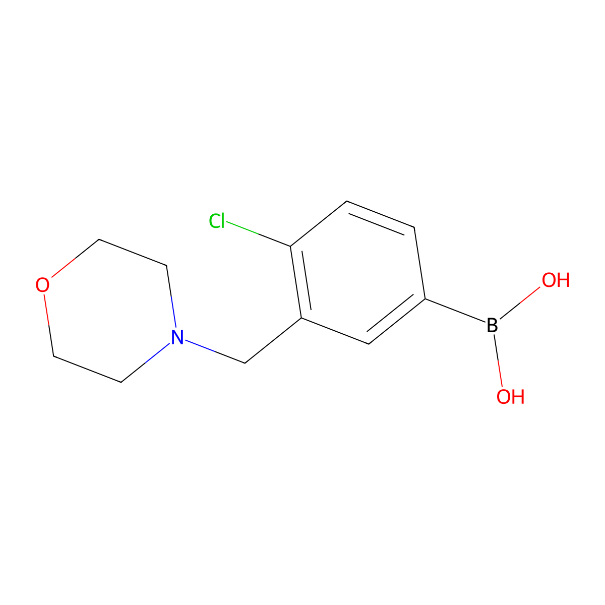 (4-Chloro-3-(morpholinomethyl)phenyl)boronic acid molecular structure, CAS 1704073-83-5