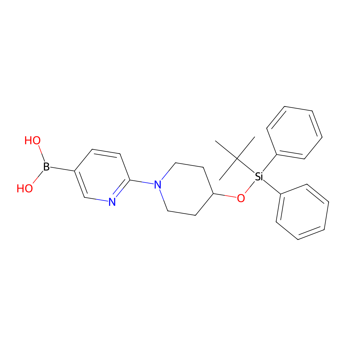 (6-(4-((Tert-butyldiphenylsilyl)oxy)piperidin-1-yl)pyridin-3-yl)boronic acid molecular structure, CAS 1704073-93-7