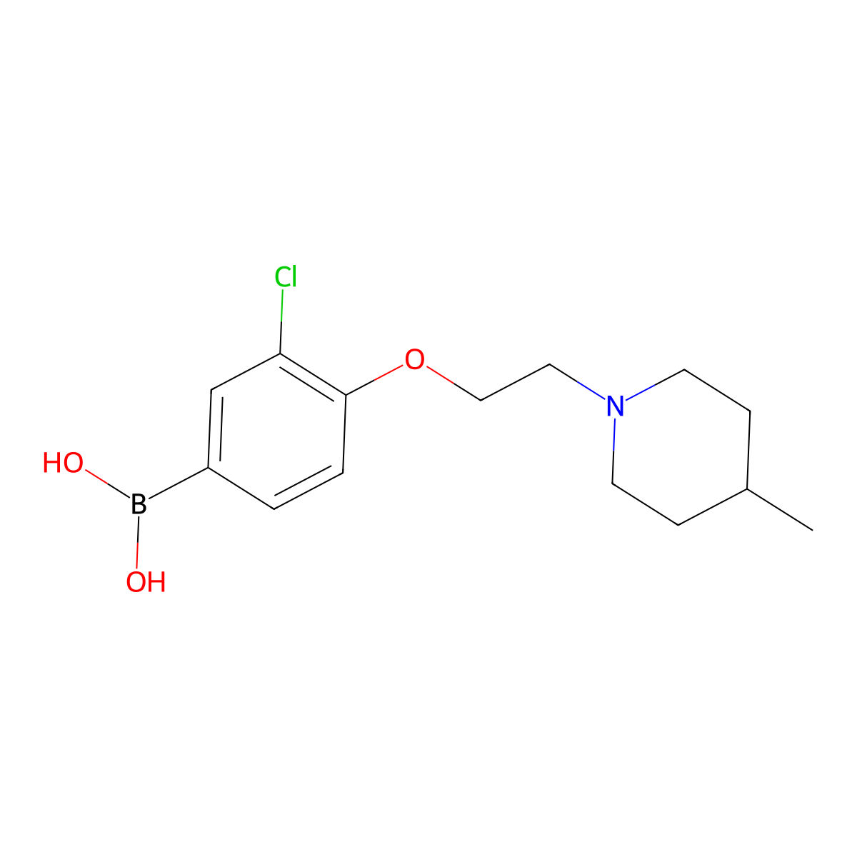 (3-Chloro-4-(2-(4-methylpiperidin-1-yl)ethoxy)phenyl)boronic acid molecular structure, CAS 1704074-00-9