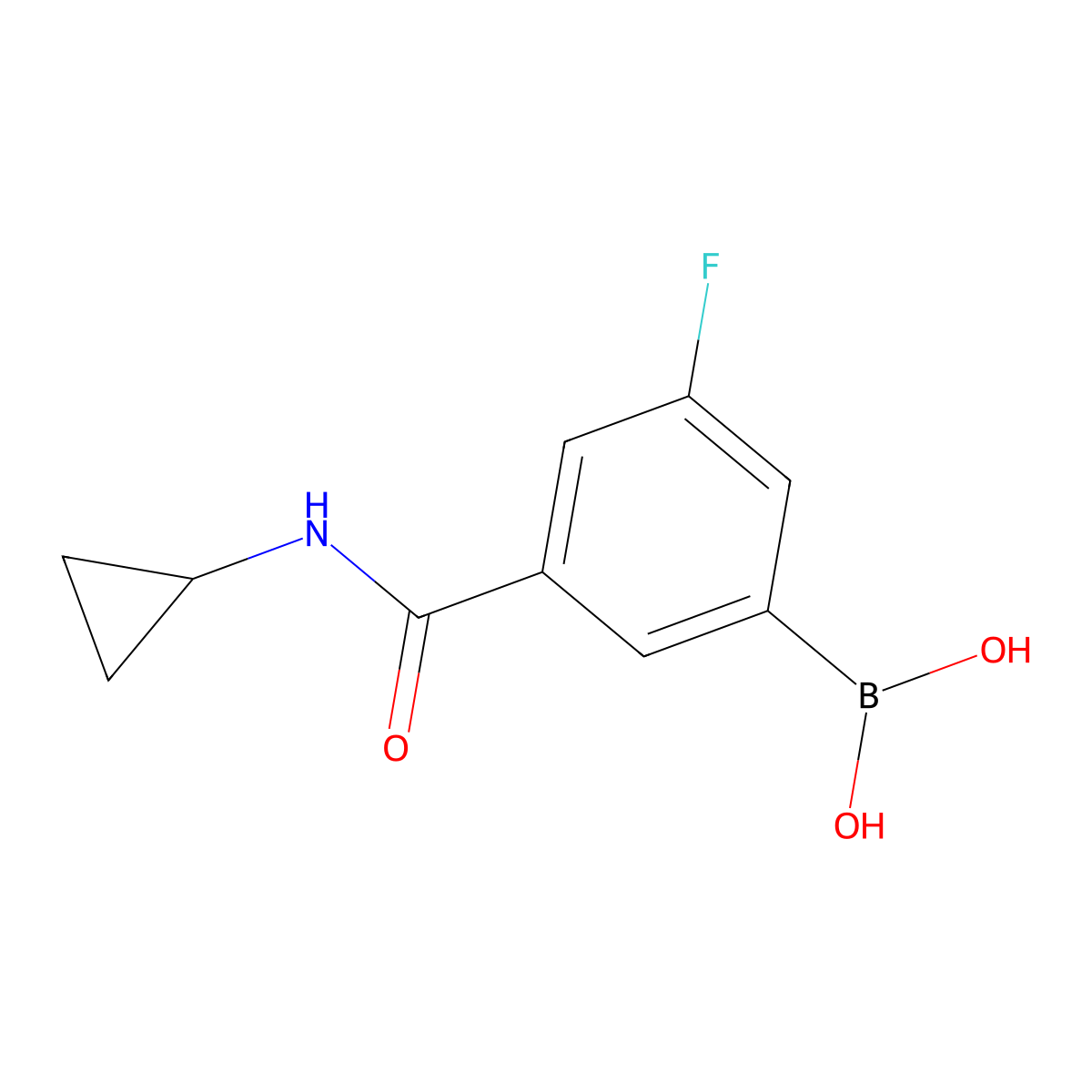 3-(Cyclopropylcarbamoyl)-5-fluorophenylboronic acid molecular structure, CAS 1704074-07-6