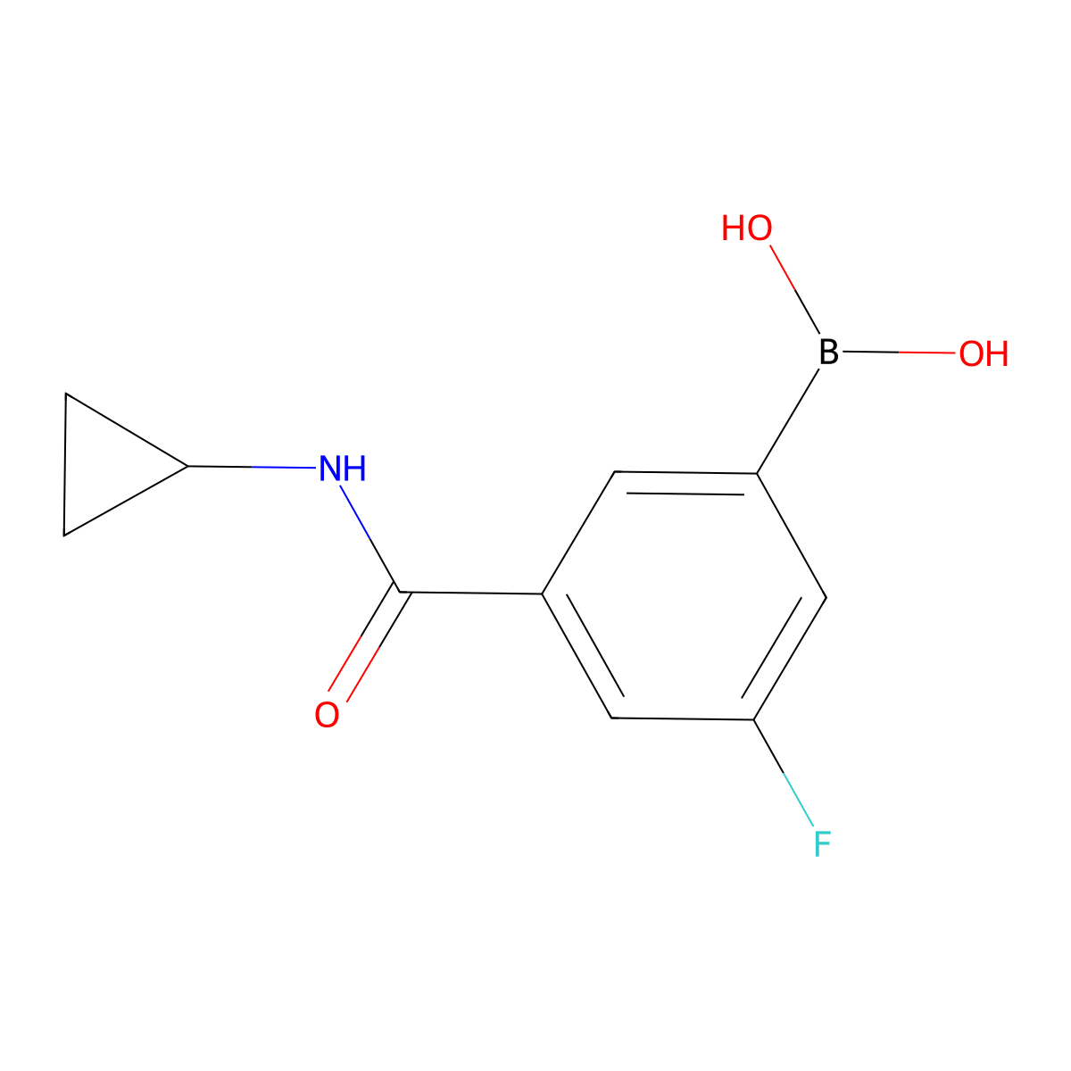 3-(Cyclopropylcarbamoyl)-5-fluorophenylboronic acid molecular structure, CAS 1704074-07-6