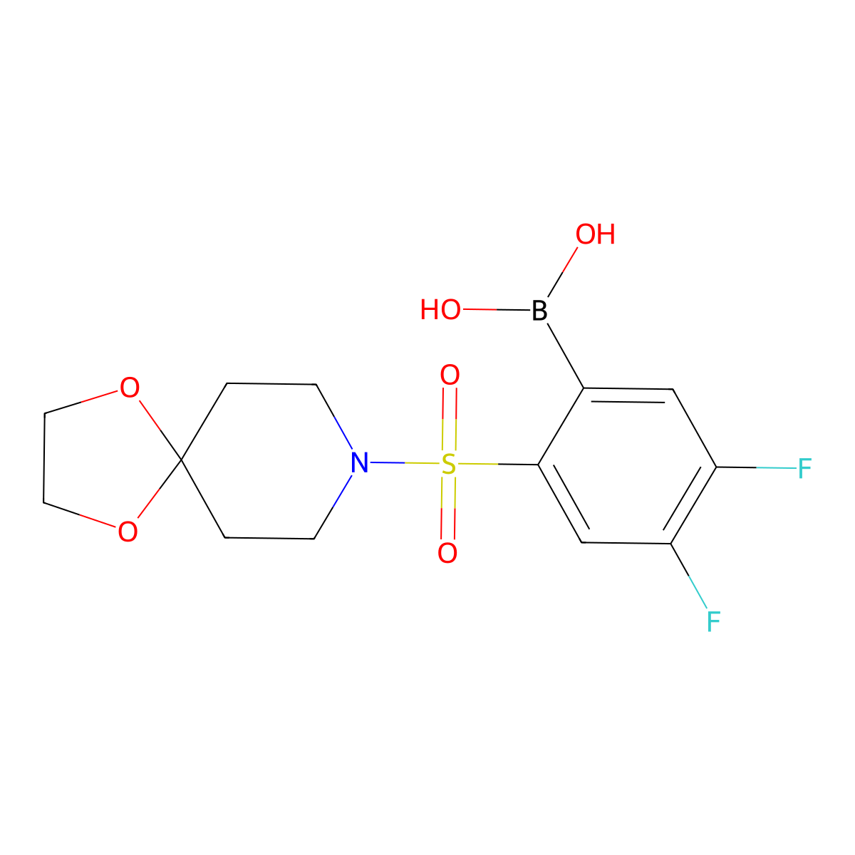 (2-(1,4-Dioxa-8-azaspiro[4.5]decan-8-ylsulfonyl)-4,5-difluorophenyl)boronic acid molecular structure, CAS 1704074-09-8