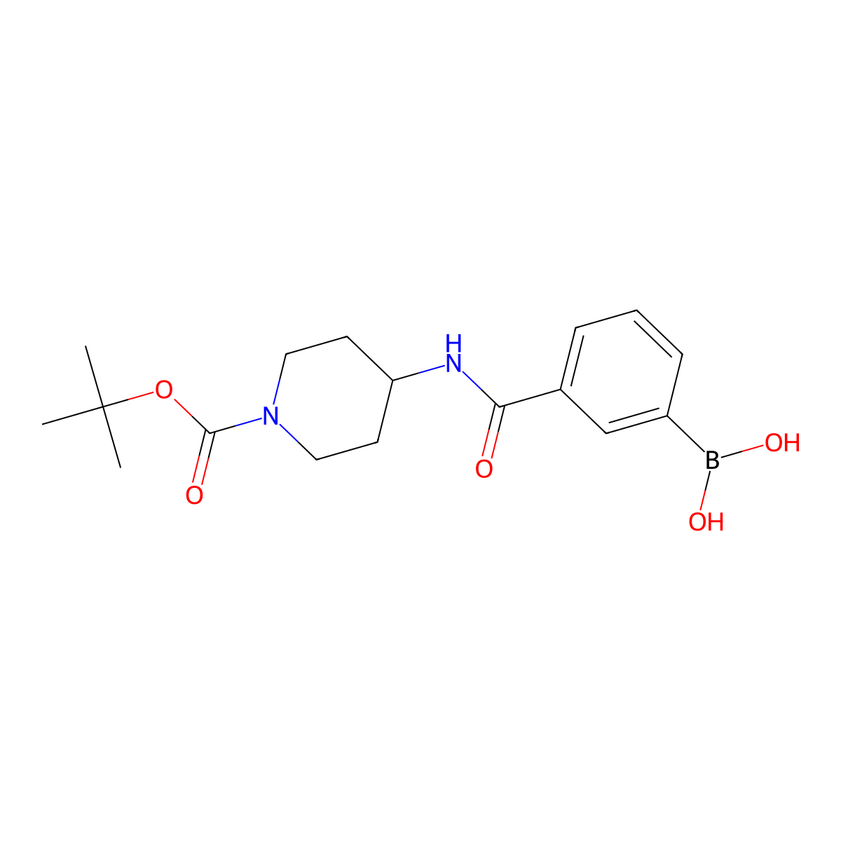 (3-((1-(Tert-butoxycarbonyl)piperidin-4-yl)carbamoyl)phenyl)boronic acid molecular structure, CAS 1704074-10-1