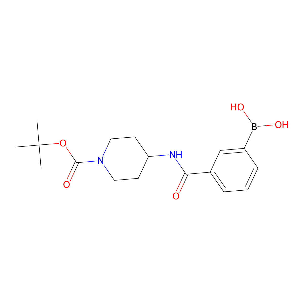(3-((1-(Tert-butoxycarbonyl)piperidin-4-yl)carbamoyl)phenyl)boronic acid molecular structure, CAS 1704074-10-1