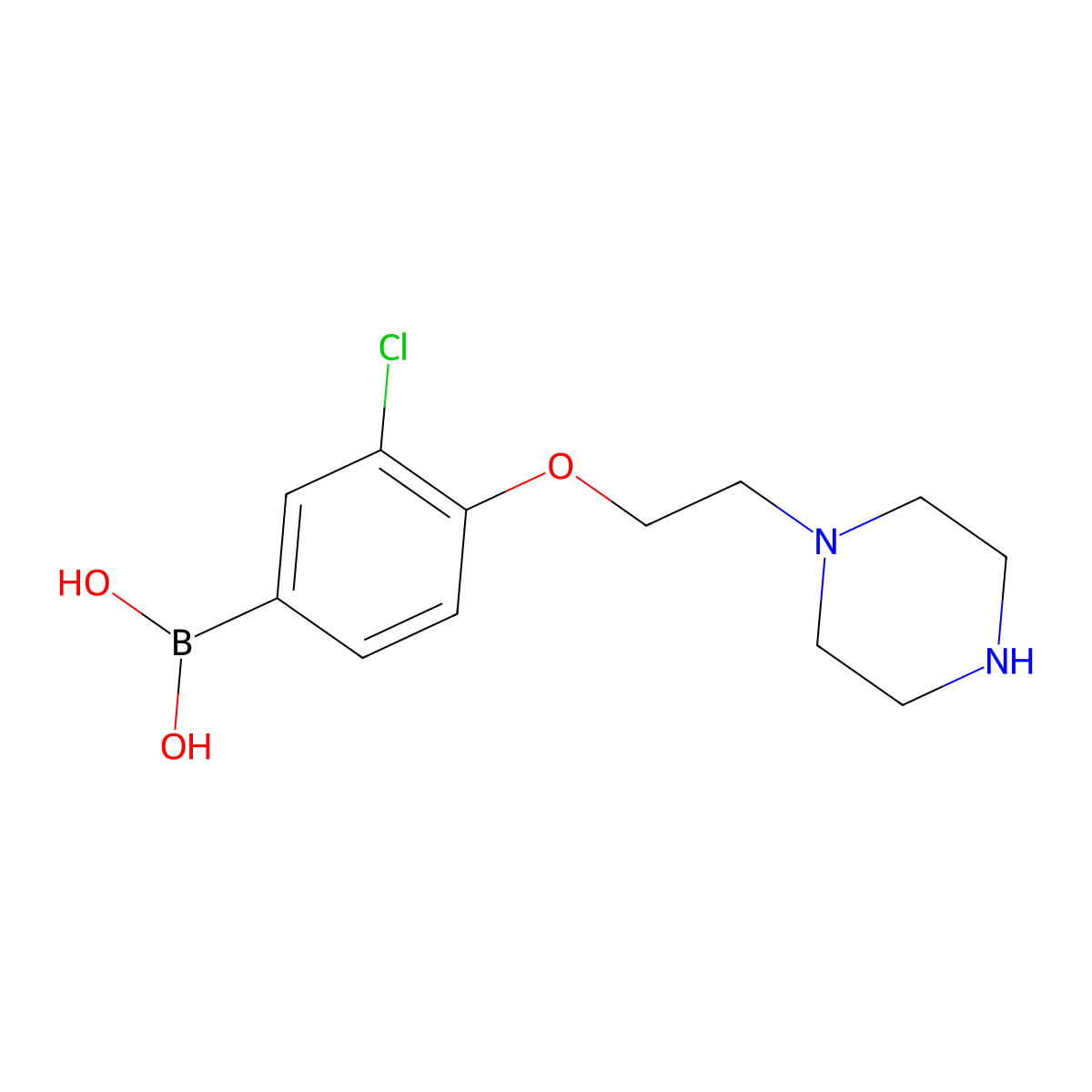 (3-Chloro-4-(2-(piperazin-1-yl)ethoxy)phenyl)boronic acid molecular structure, CAS 1704074-12-3