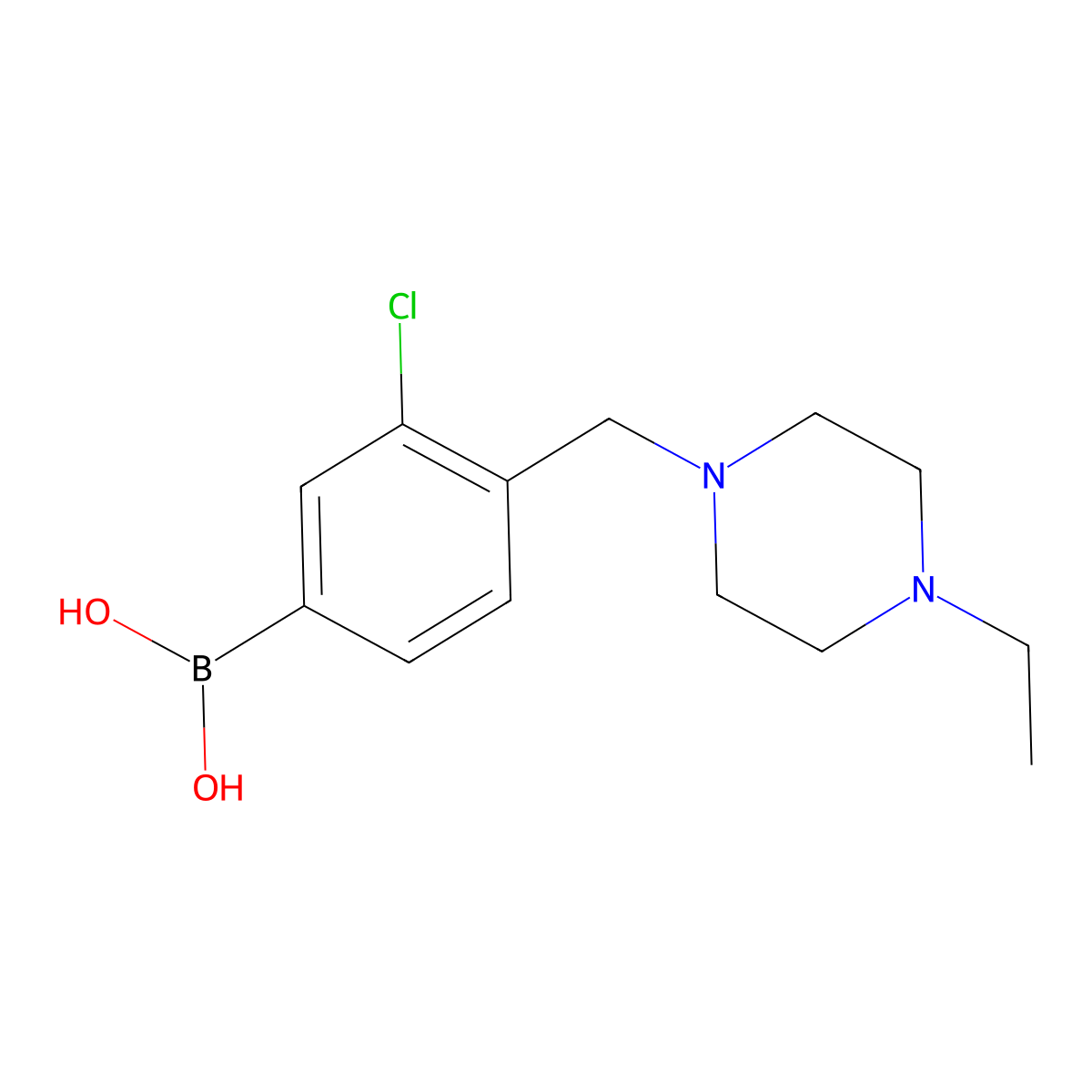 (3-Chloro-4-((4-ethylpiperazin-1-yl)methyl)phenyl)boronic acid molecular structure, CAS 1704074-25-8