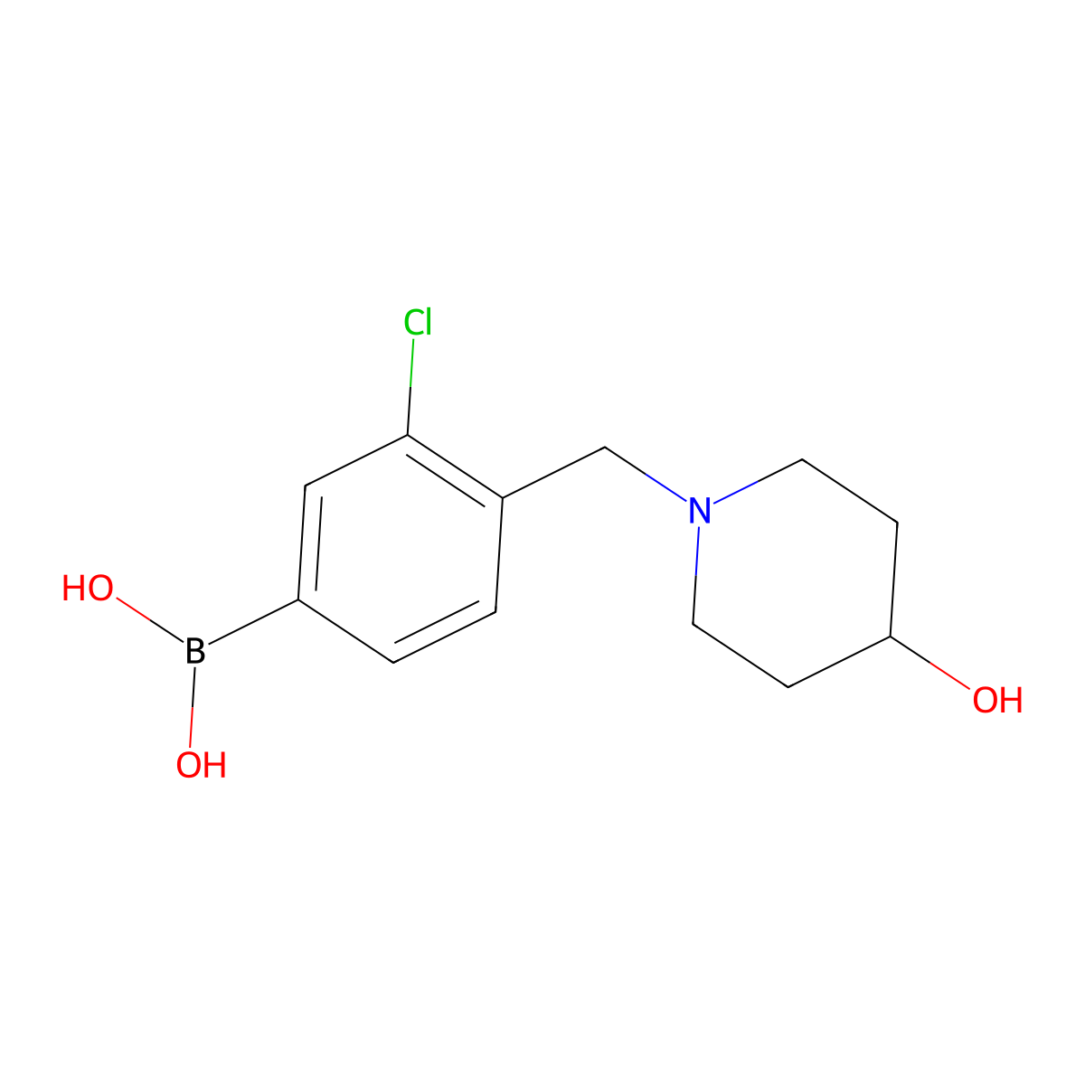 (3-Chloro-4-((4-hydroxypiperidin-1-yl)methyl)phenyl)boronic acid molecular structure, CAS 1704074-26-9