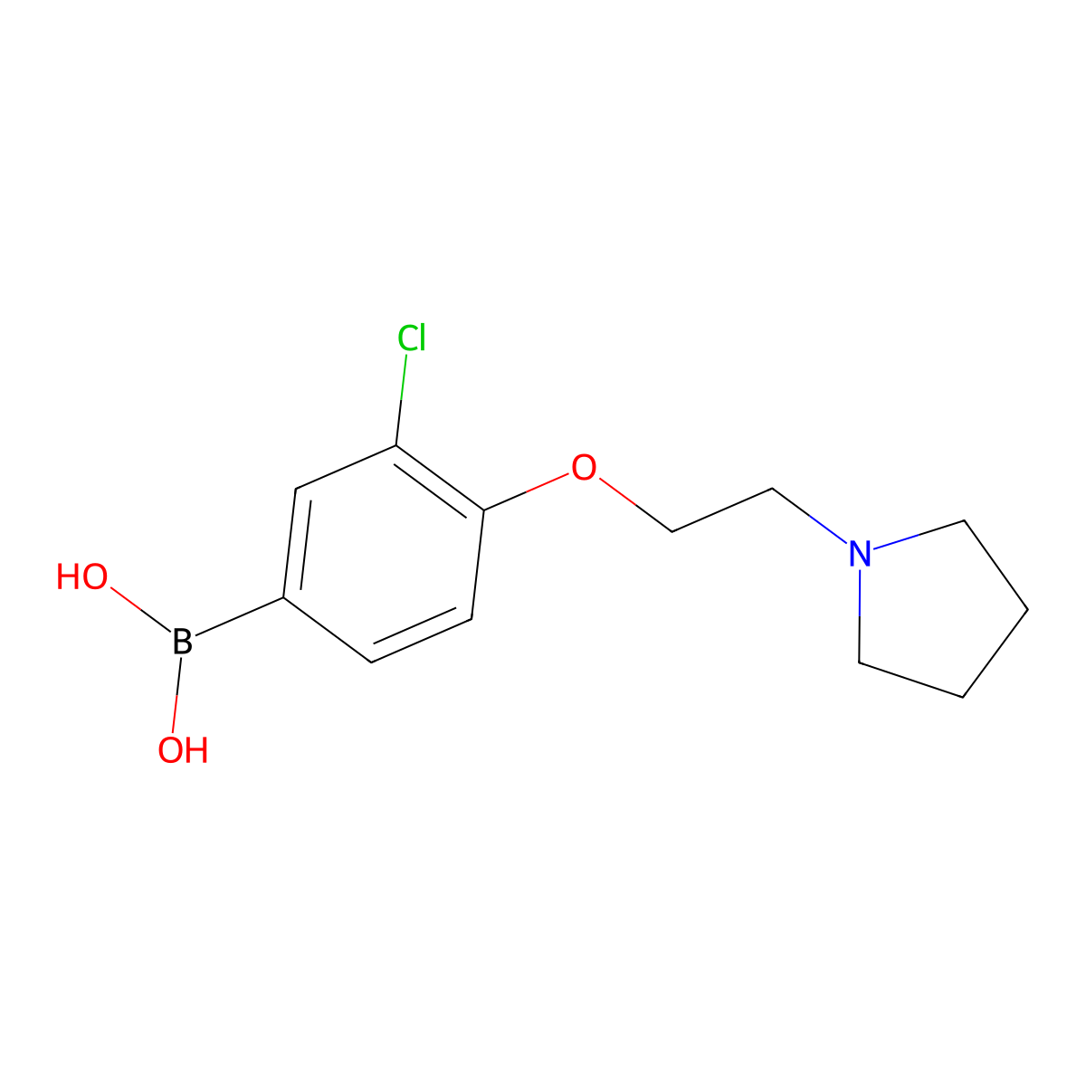 (3-Chloro-4-(2-(pyrrolidin-1-yl)ethoxy)phenyl)boronic acid molecular structure, CAS 1704074-27-0