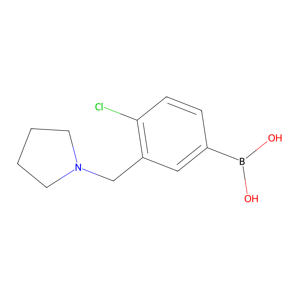 (4-Chloro-3-(pyrrolidin-1-ylmethyl)phenyl)boronic acid molecular structure, CAS 1704074-36-1