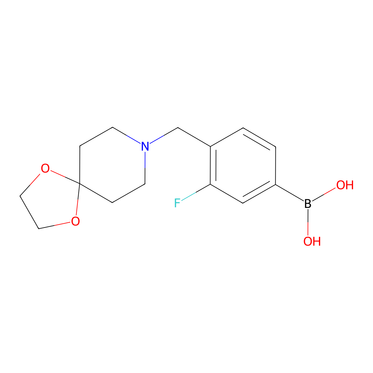 (4-(1,4-Dioxa-8-azaspiro[4.5]decan-8-ylmethyl)-3-fluorophenyl)boronic acid molecular structure, CAS 1704074-38-3