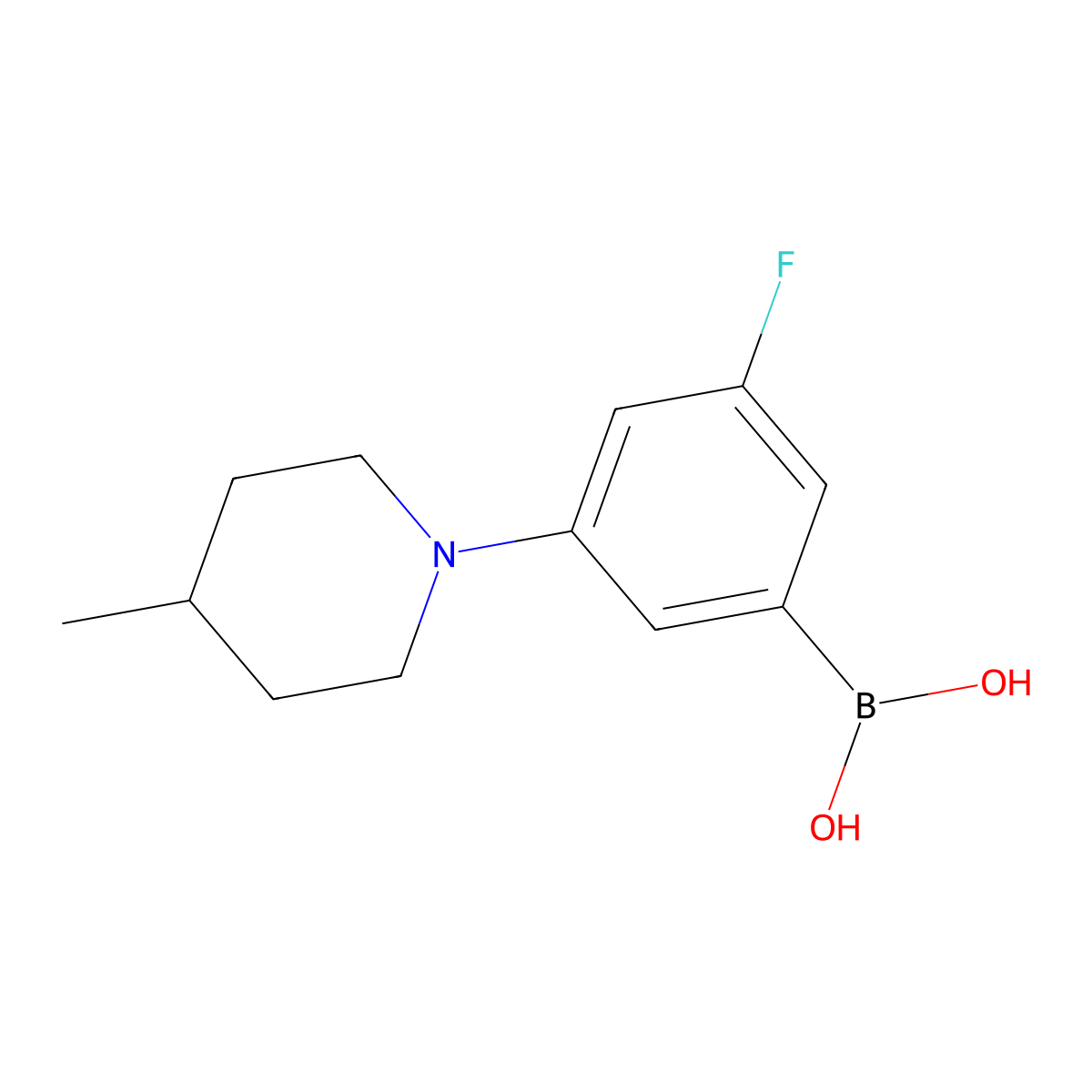 (3-Fluoro-5-(4-methylpiperidin-1-yl)phenyl)boronic acid molecular structure, CAS 1704074-44-1