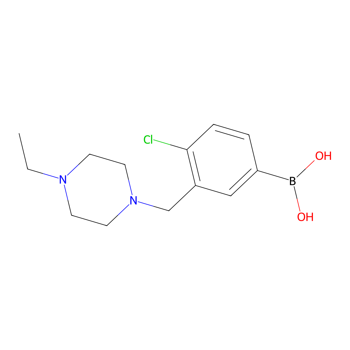 (4-Chloro-3-((4-ethylpiperazin-1-yl)methyl)phenyl)boronic acid molecular structure, CAS 1704074-48-5