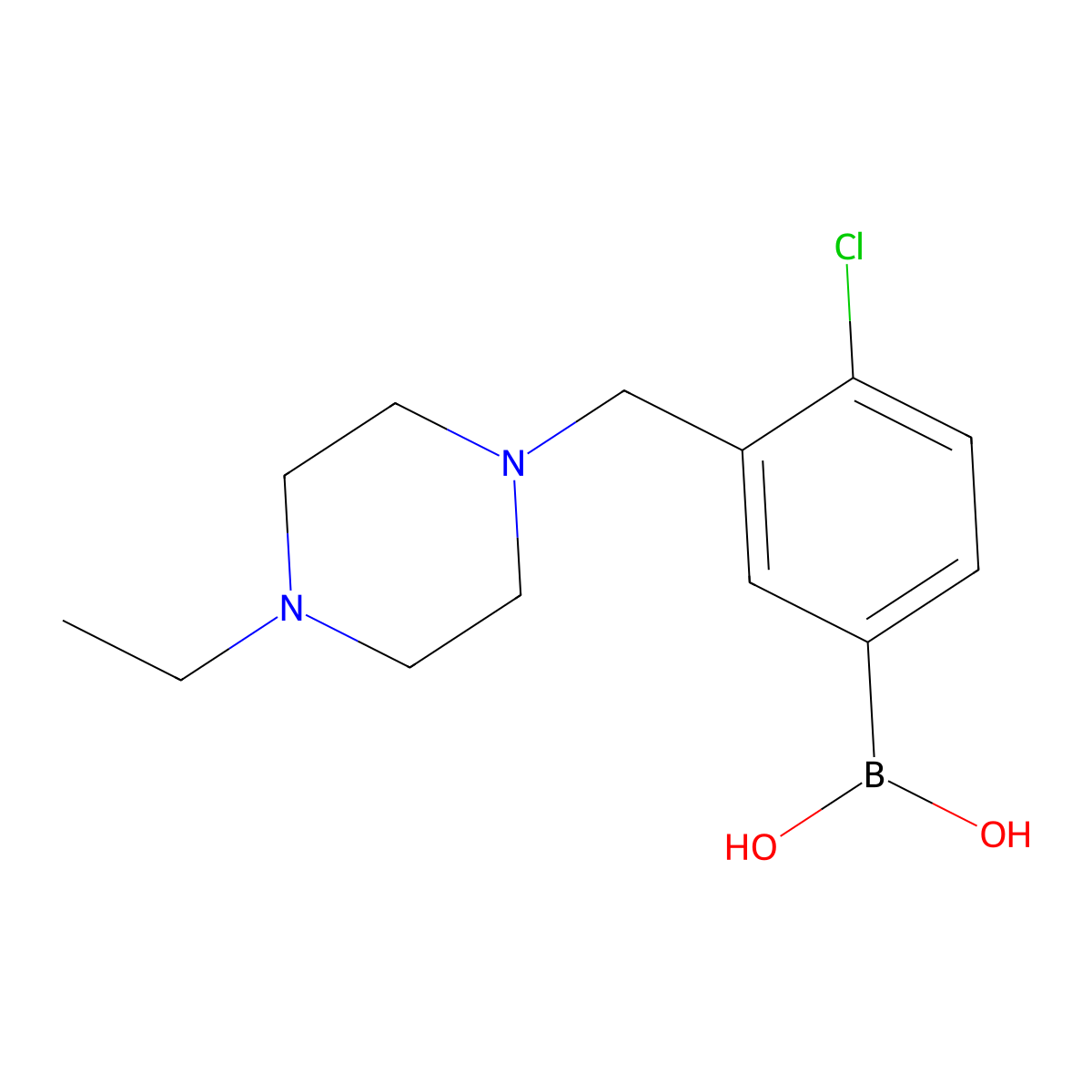 (4-Chloro-3-((4-ethylpiperazin-1-yl)methyl)phenyl)boronic acid molecular structure, CAS 1704074-48-5