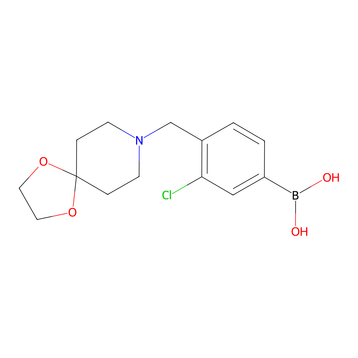 (4-(1,4-Dioxa-8-azaspiro[4.5]decan-8-ylmethyl)-3-chlorophenyl)boronic acid molecular structure, CAS 1704074-53-2