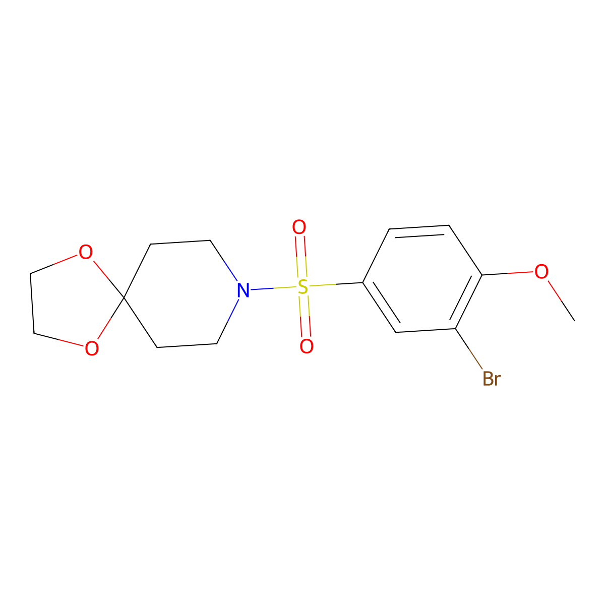 8-((3-Bromo-4-methoxyphenyl)sulfonyl)-1,4-dioxa-8-azaspiro[4.5]decane molecular structure, CAS 1704074-58-7