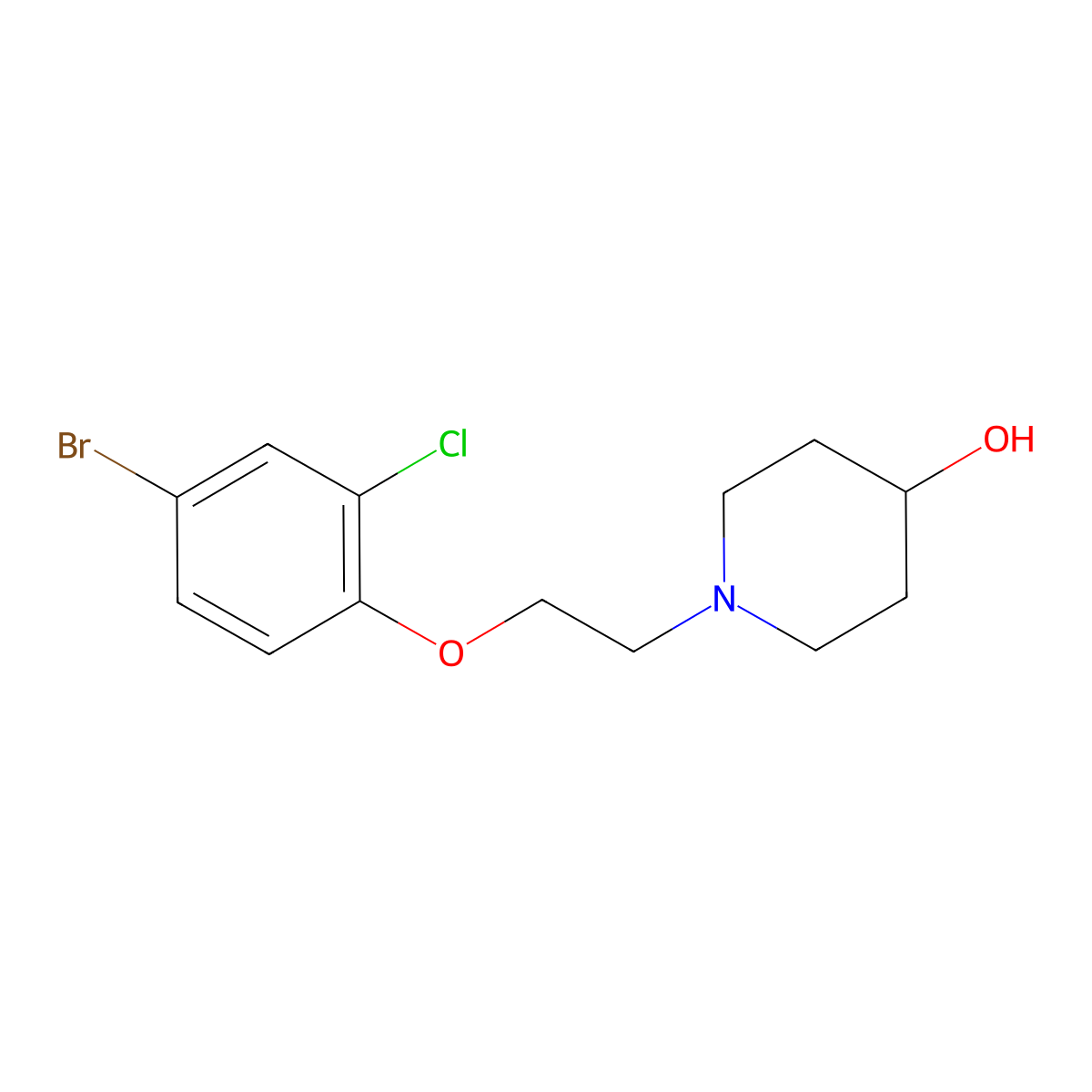 1-(2-(4-Bromo-2-chlorophenoxy)ethyl)piperidin-4-ol molecular structure, CAS 1704074-59-8