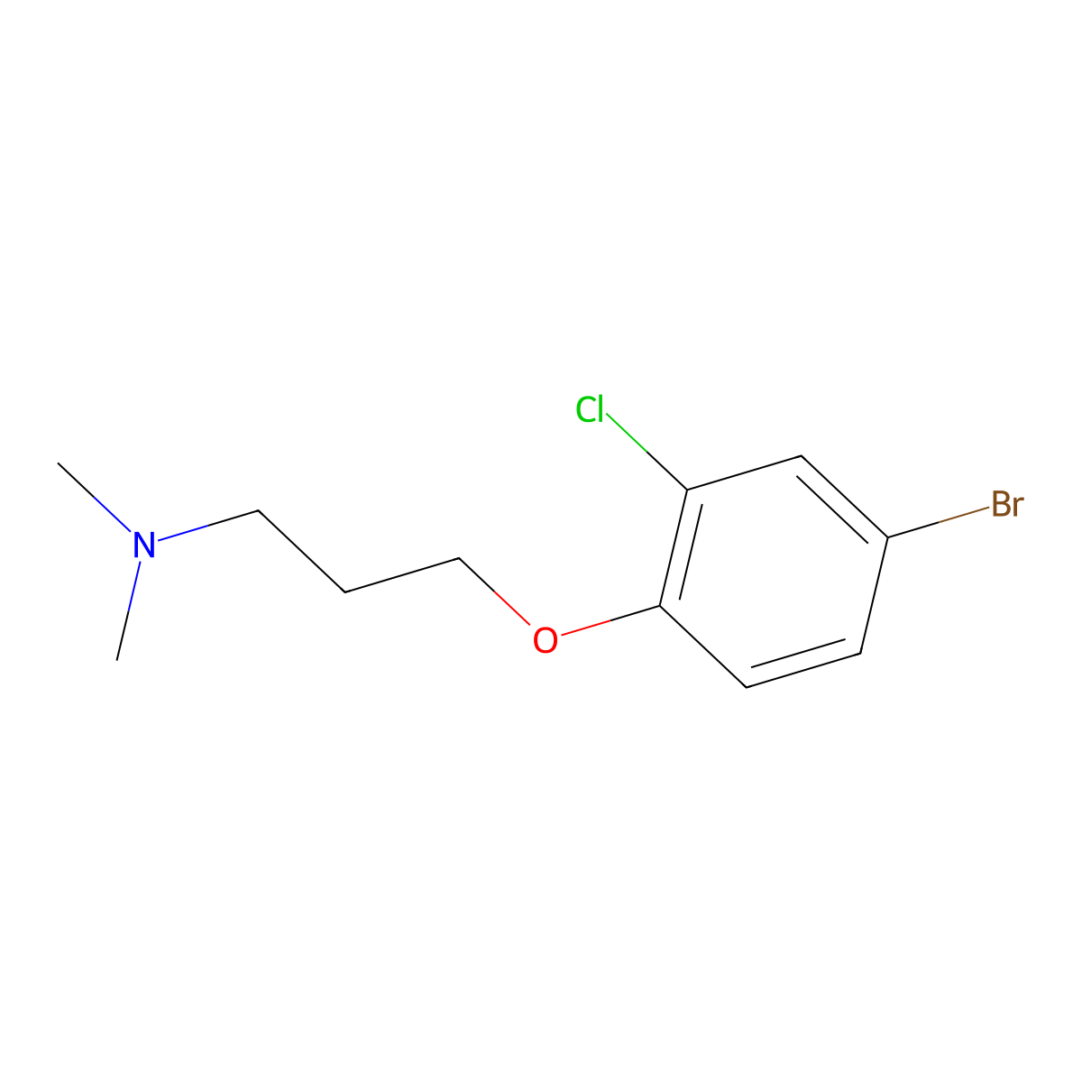 3-(4-bromo-2-chlorophenoxy)-N,N-dimethylpropan-1-amine molecular structure, CAS 1704074-60-1