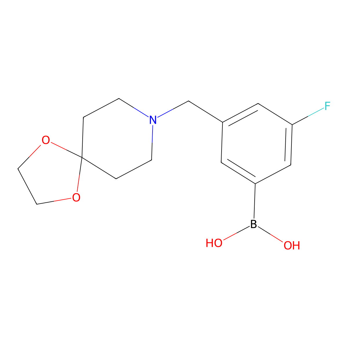 (3-(1,4-Dioxa-8-azaspiro[4.5]decan-8-ylmethyl)-5-fluorophenyl)boronic acid molecular structure, CAS 1704074-61-2