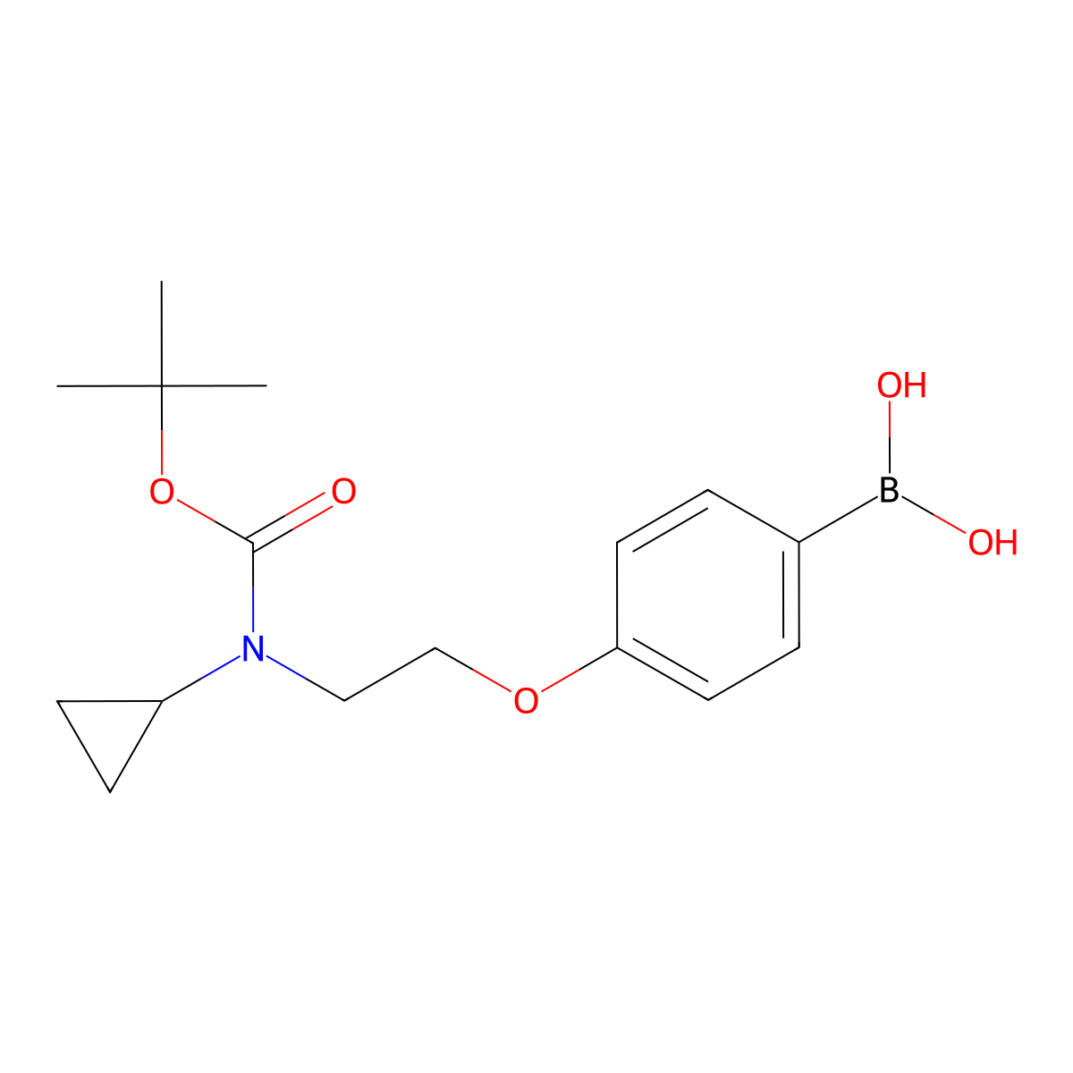 (4-(2-((Tert-butoxycarbonyl)(cyclopropyl)amino)ethoxy)phenyl)boronic acid molecular structure, CAS 1704080-18-1