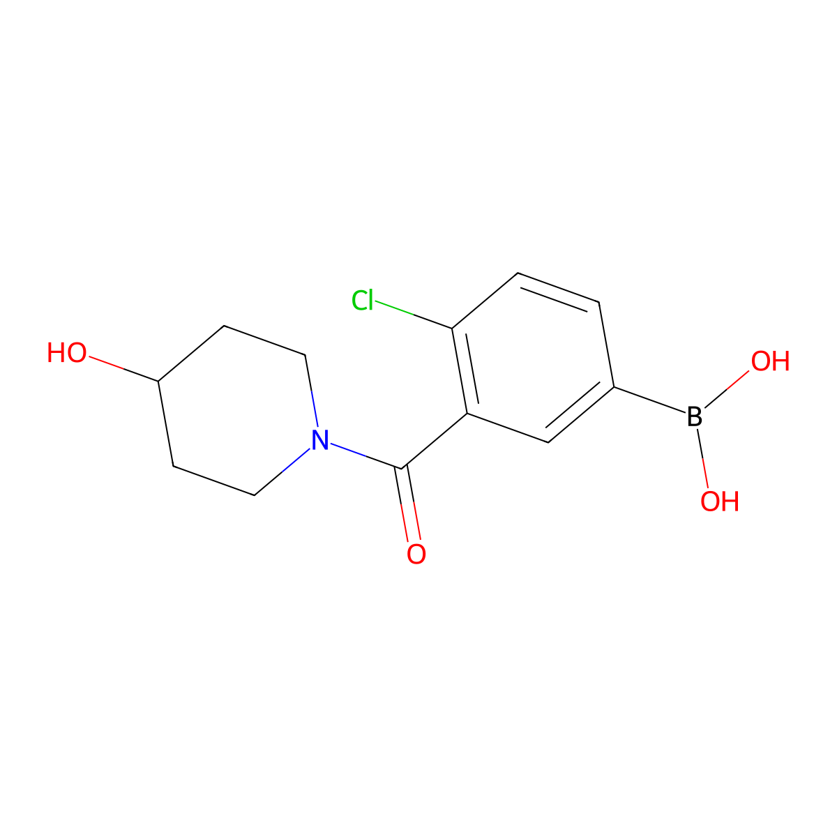 (4-Chloro-3-(4-hydroxypiperidine-1-carbonyl)phenyl)boronic acid molecular structure, CAS 1704080-30-7