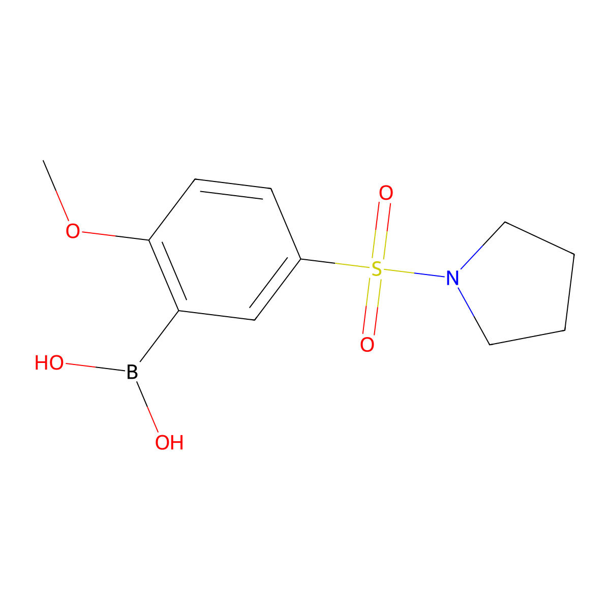 (2-Methoxy-5-(pyrrolidin-1-ylsulfonyl)phenyl)boronic acid molecular structure, CAS 1704080-33-0