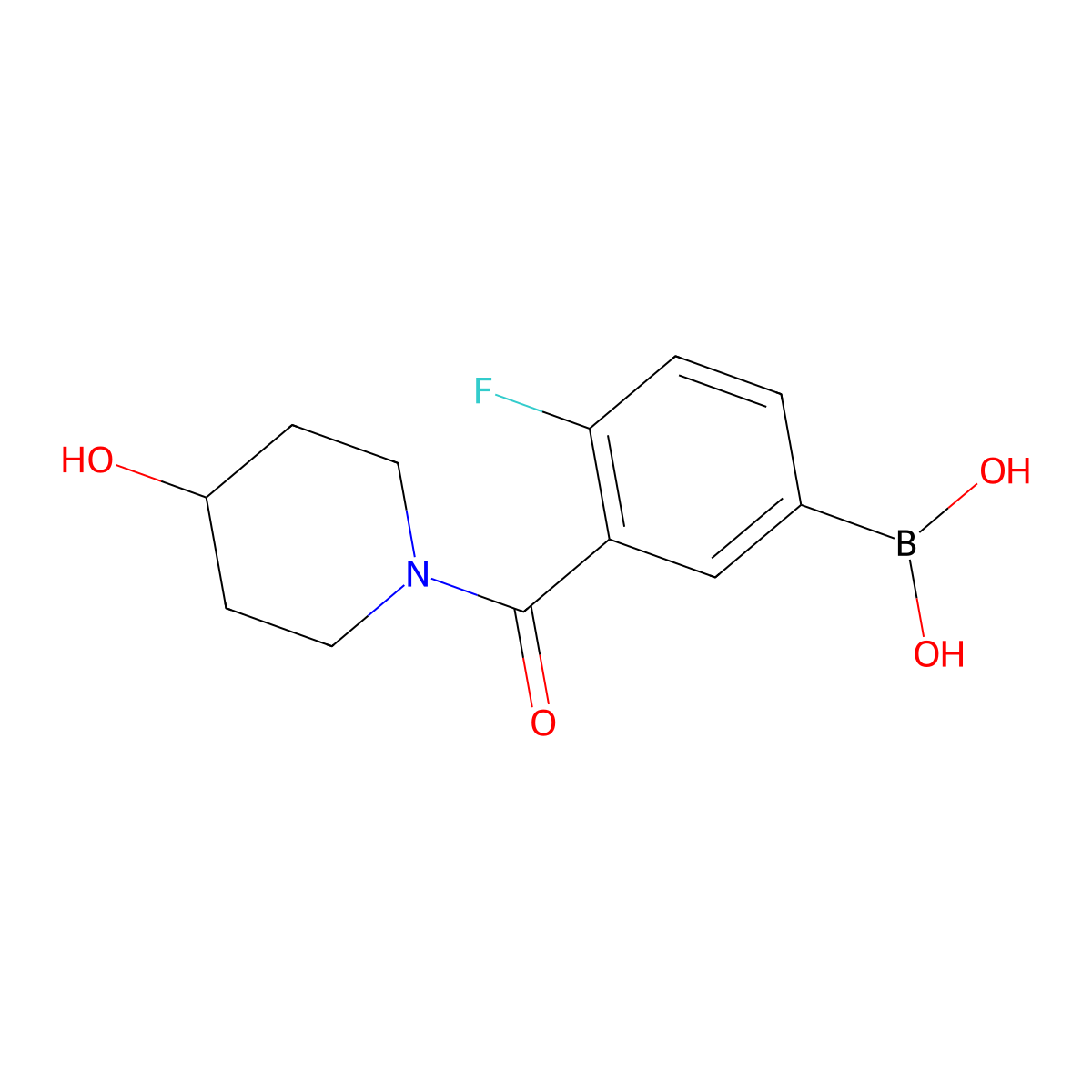 (4-Fluoro-3-(4-hydroxypiperidine-1-carbonyl)phenyl)boronic acid molecular structure, CAS 1704080-43-2